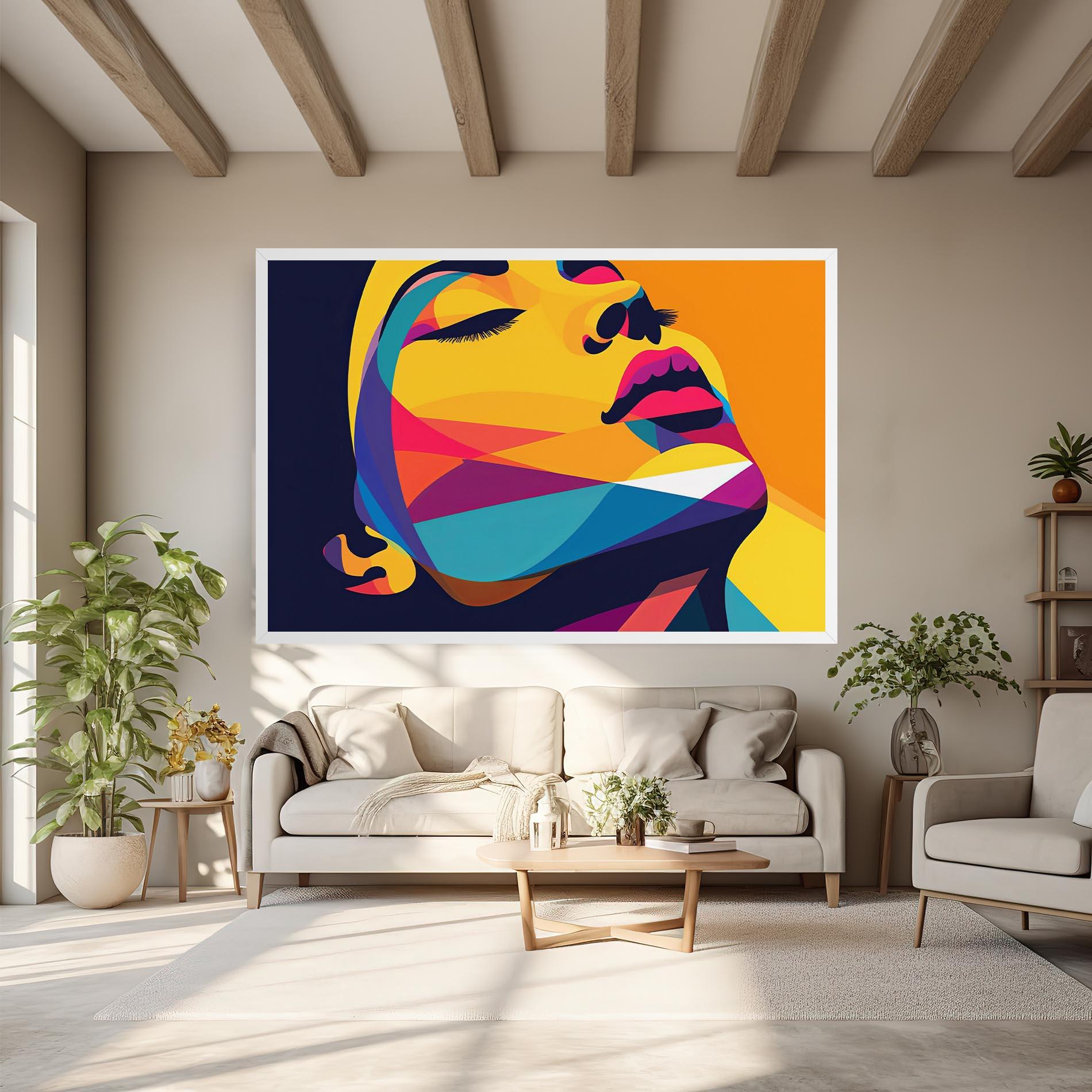 Vászonkép Yellow Pop Face mockup 6