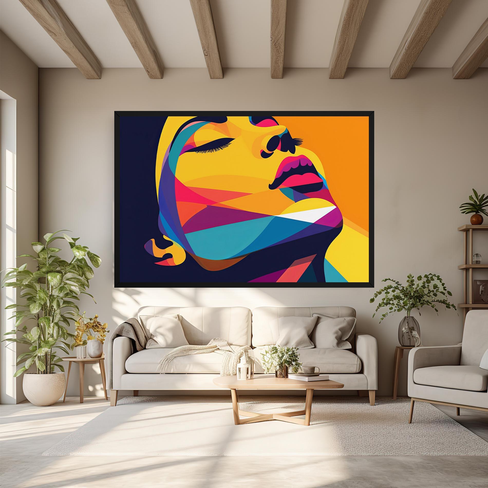 Vászonkép Yellow Pop Face mockup 6