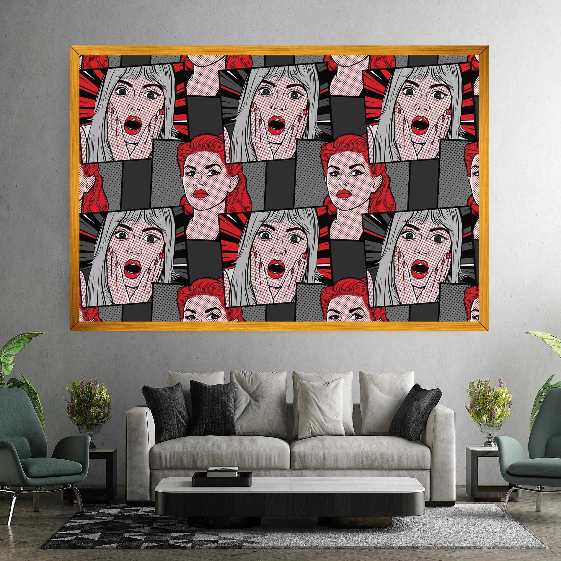 Vászonkép Grey Red Pop Art mockup 7