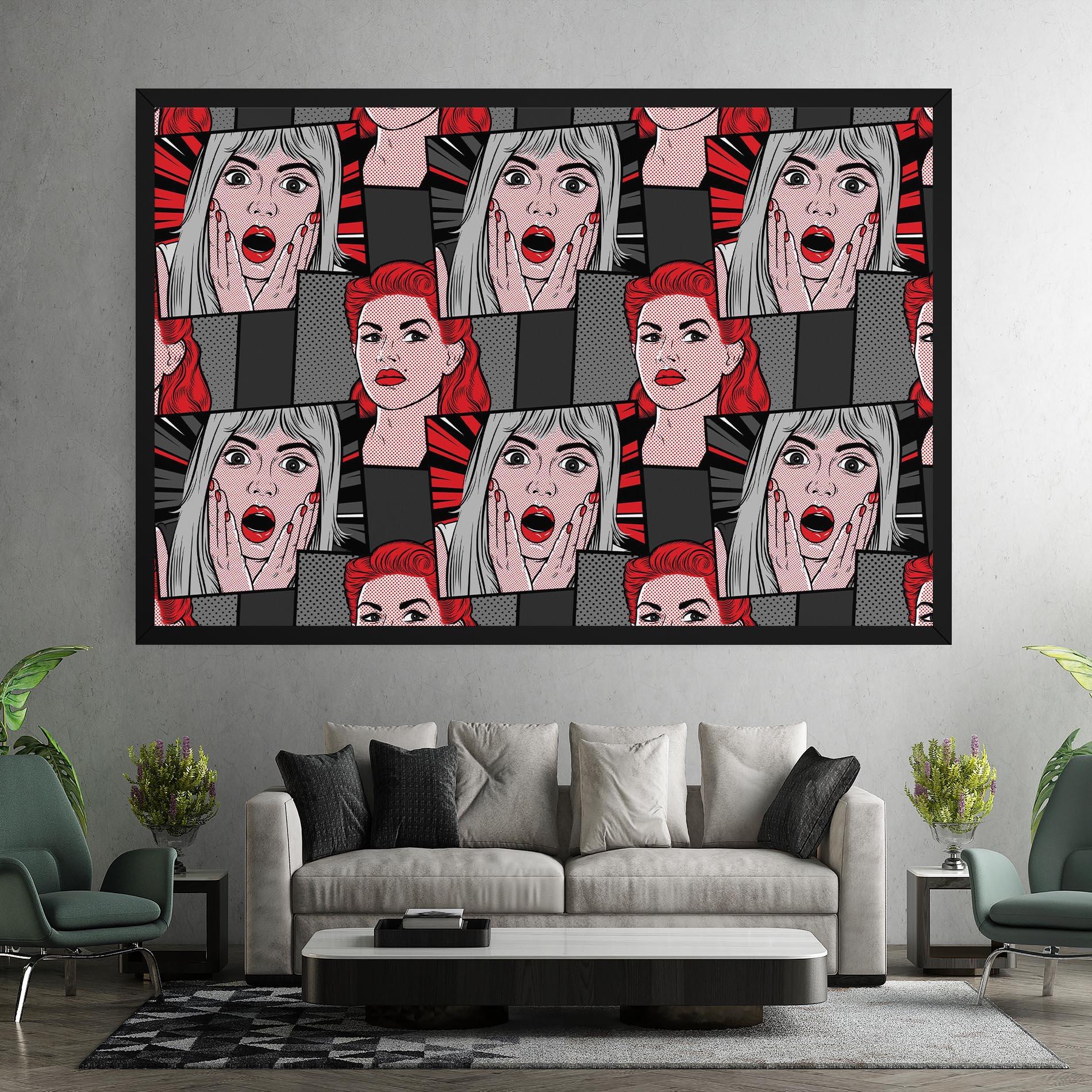 Vászonkép Grey Red Pop Art mockup 7