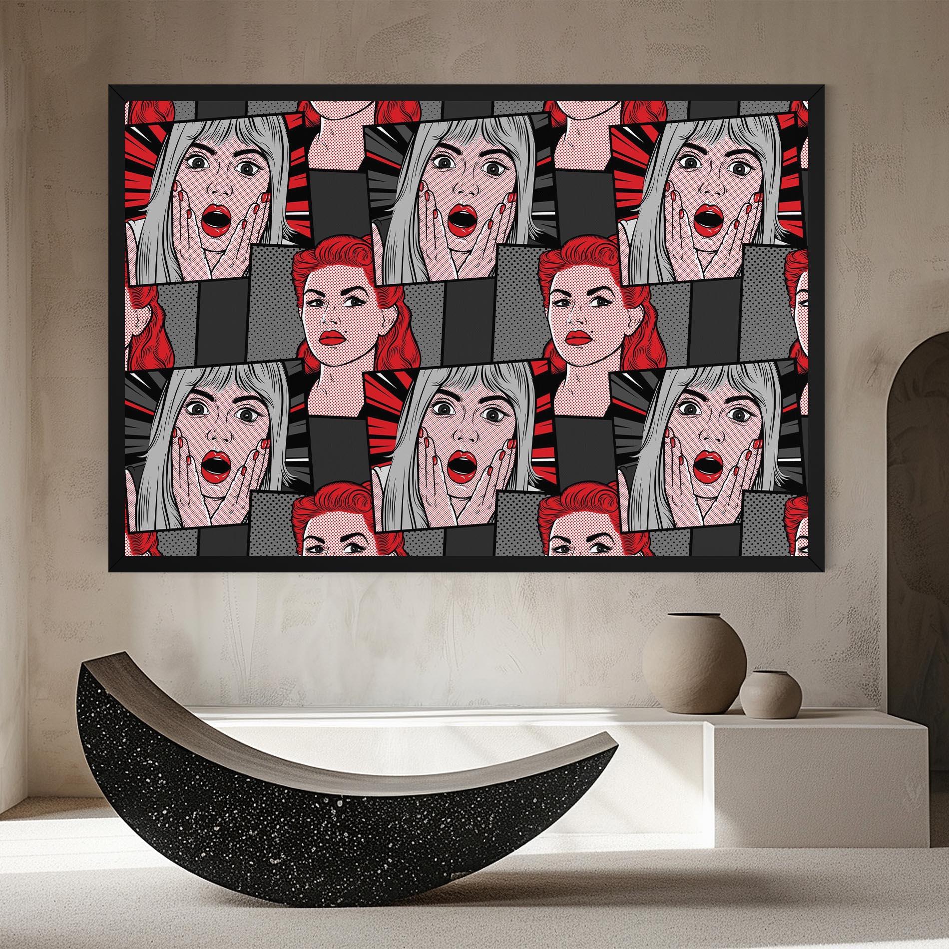 Vászonkép Grey Red Pop Art mockup 8