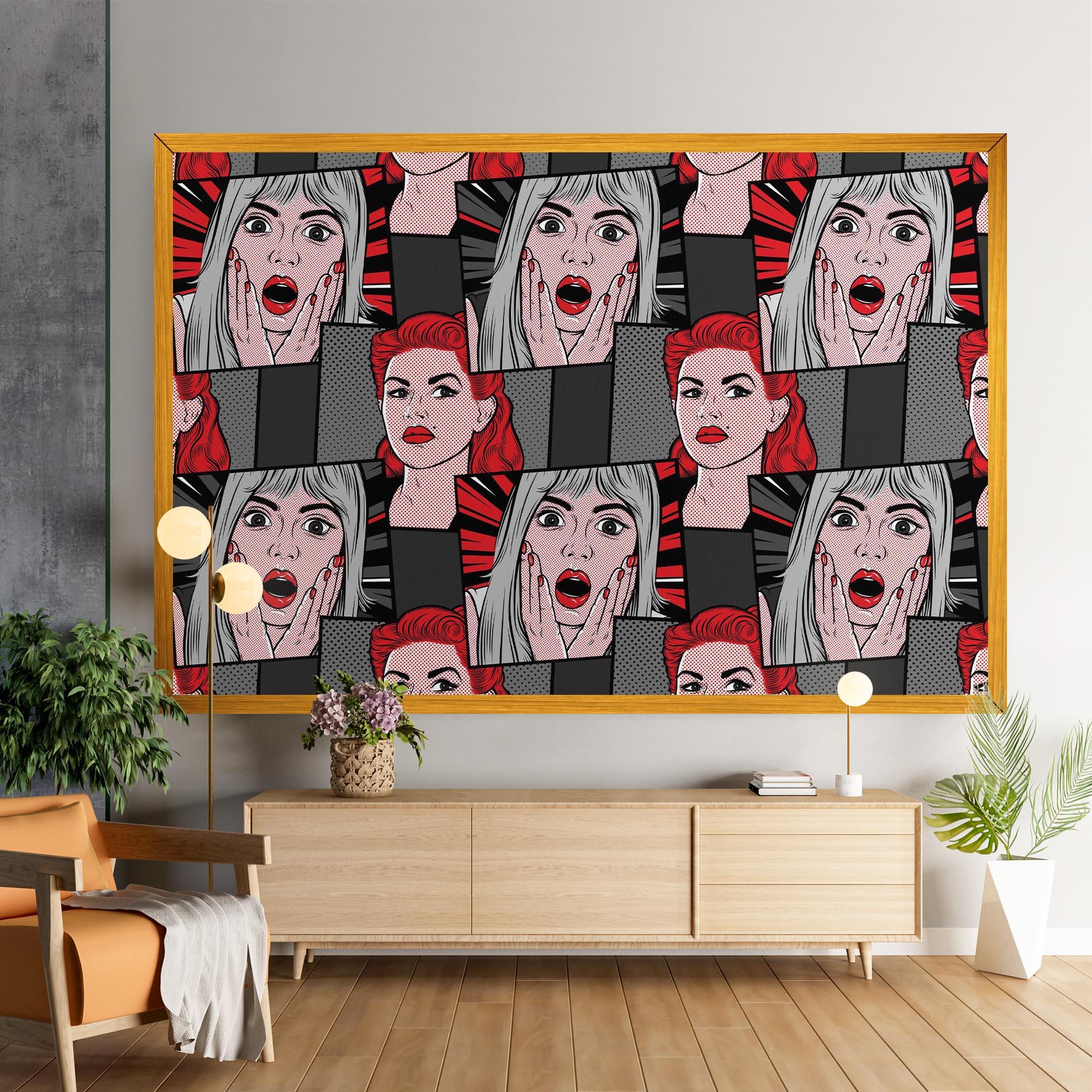 Vászonkép Grey Red Pop Art mockup 9