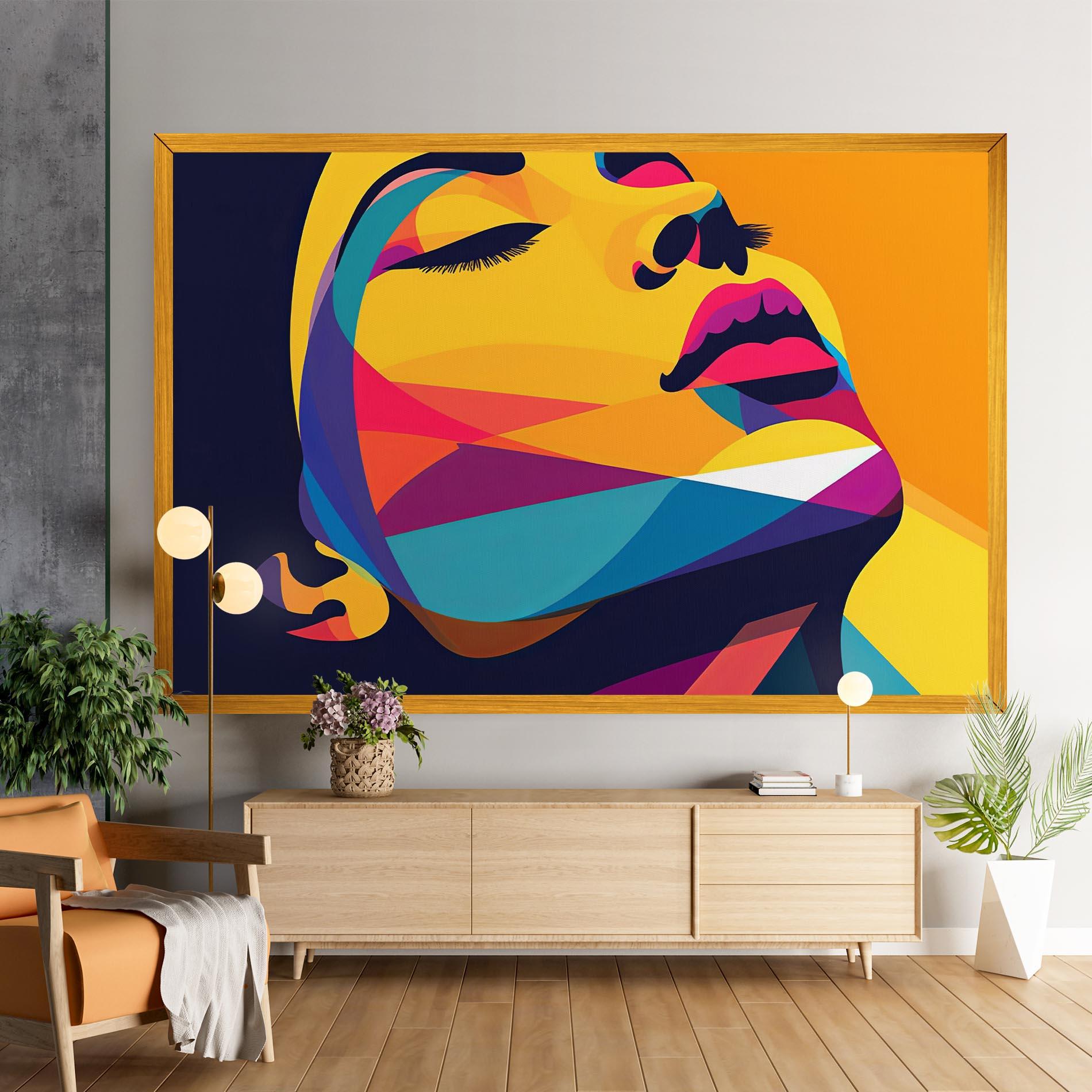 Vászonkép Yellow Pop Face mockup 9