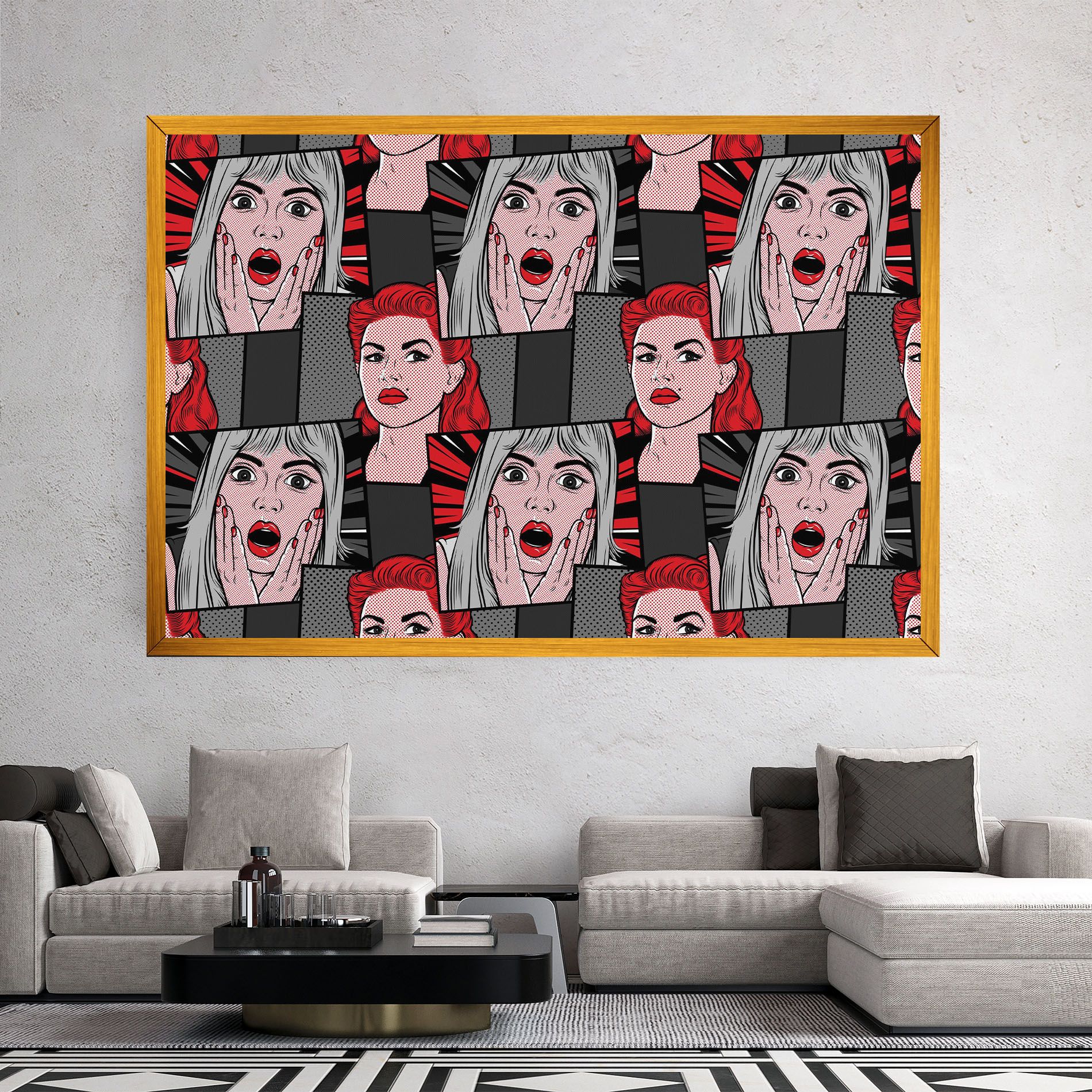 Grey Red Pop Art mockup 2