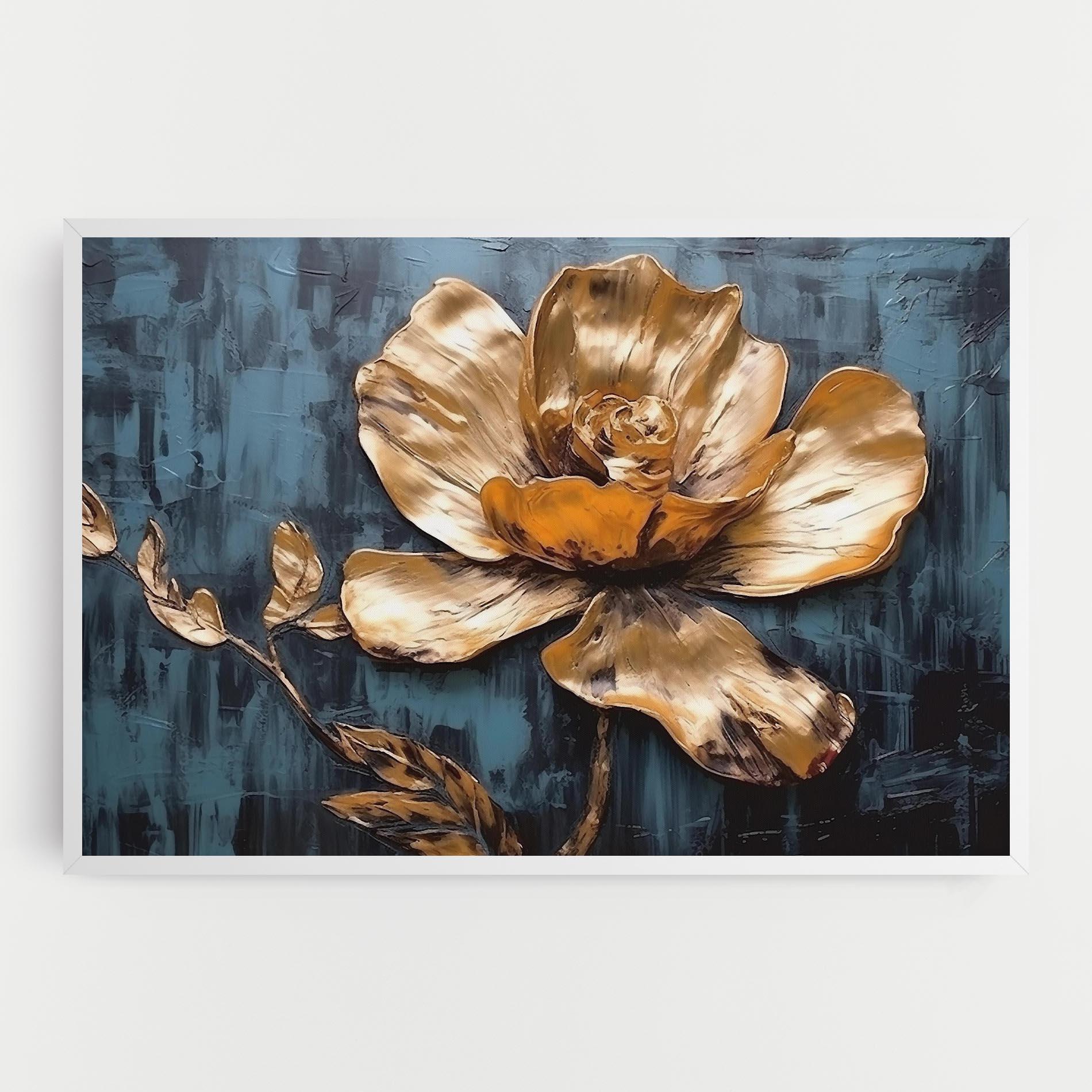 Vászonkép Golden Rose On Blue mockup 0