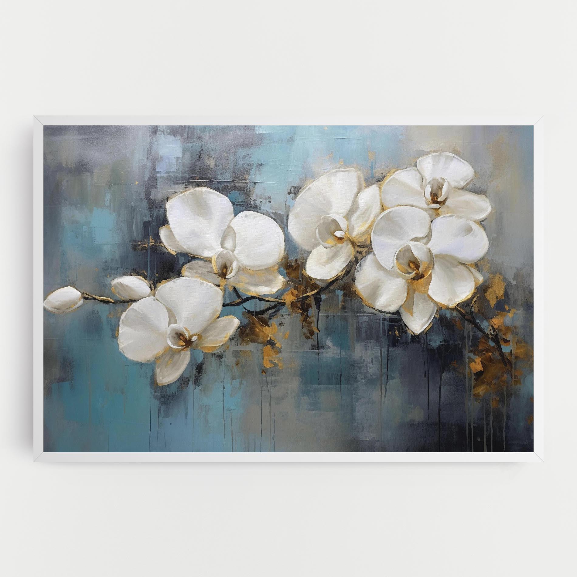 Vászonkép White Orchids Painting mockup 0