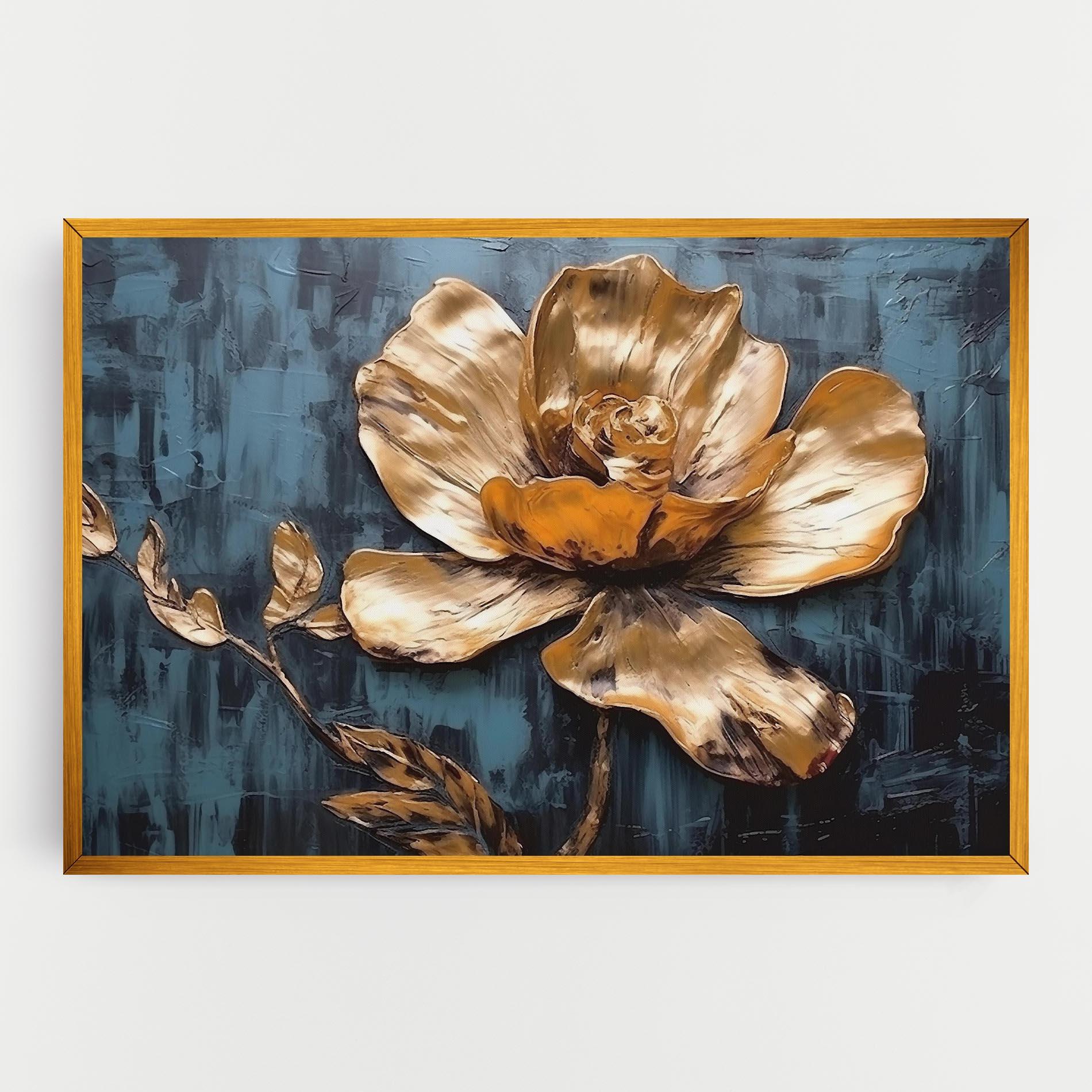 Vászonkép Golden Rose On Blue mockup 0