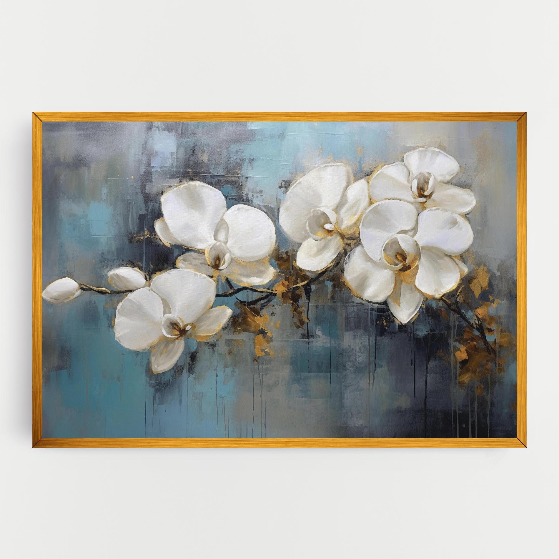 Vászonkép White Orchids Painting mockup 0