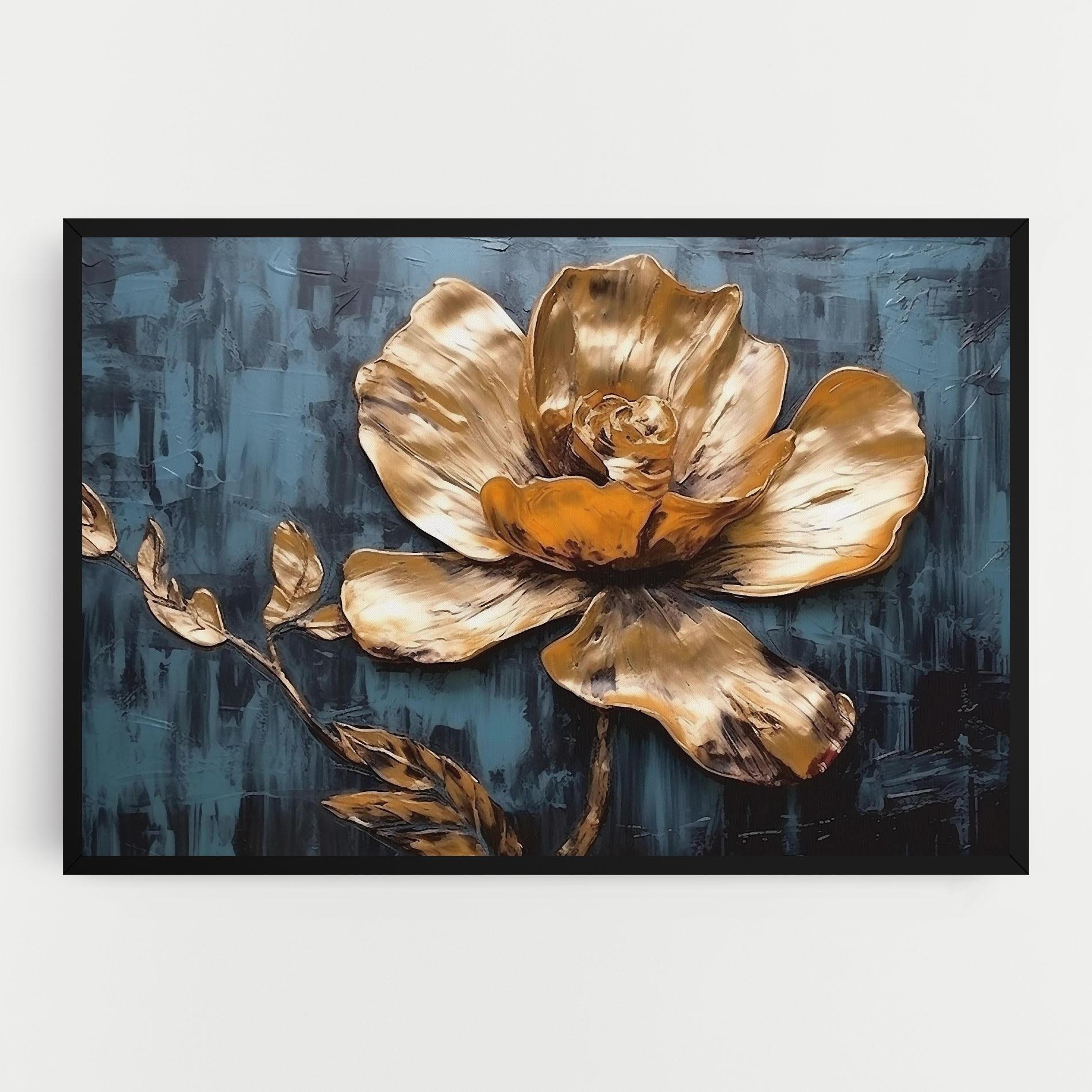 Vászonkép Golden Rose On Blue mockup 0
