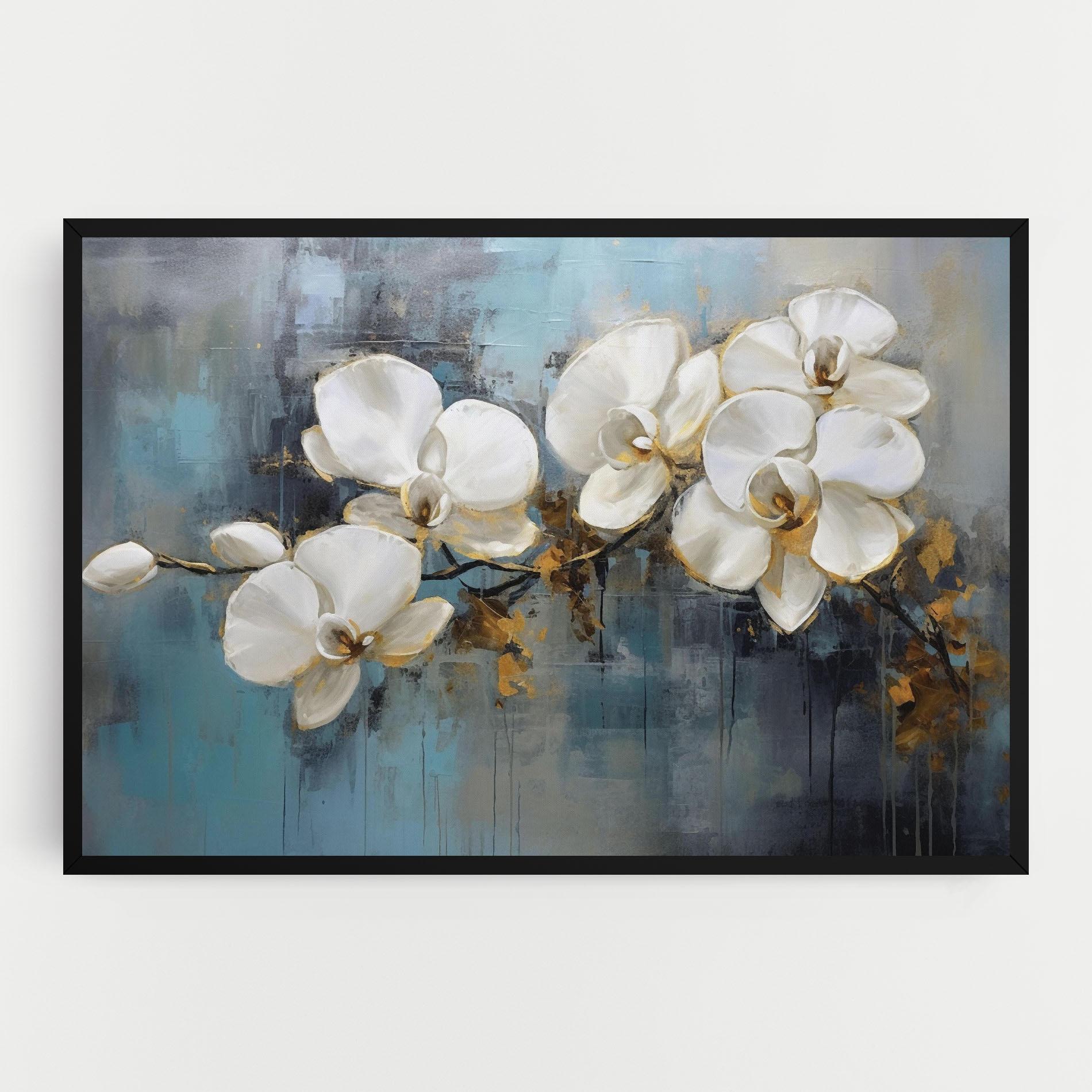 Vászonkép White Orchids Painting mockup 0