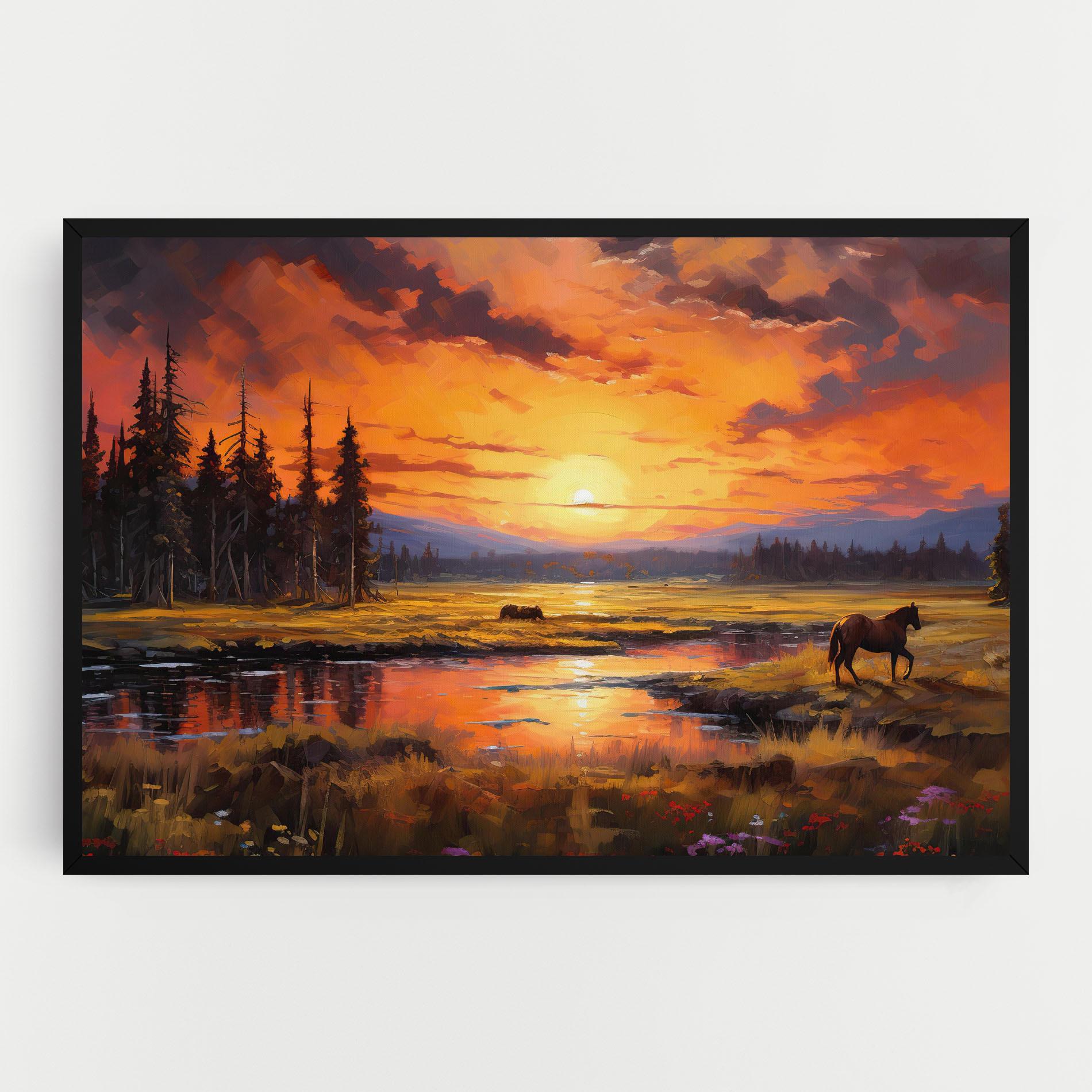 Vászonkép Wild Horses Painting mockup 0