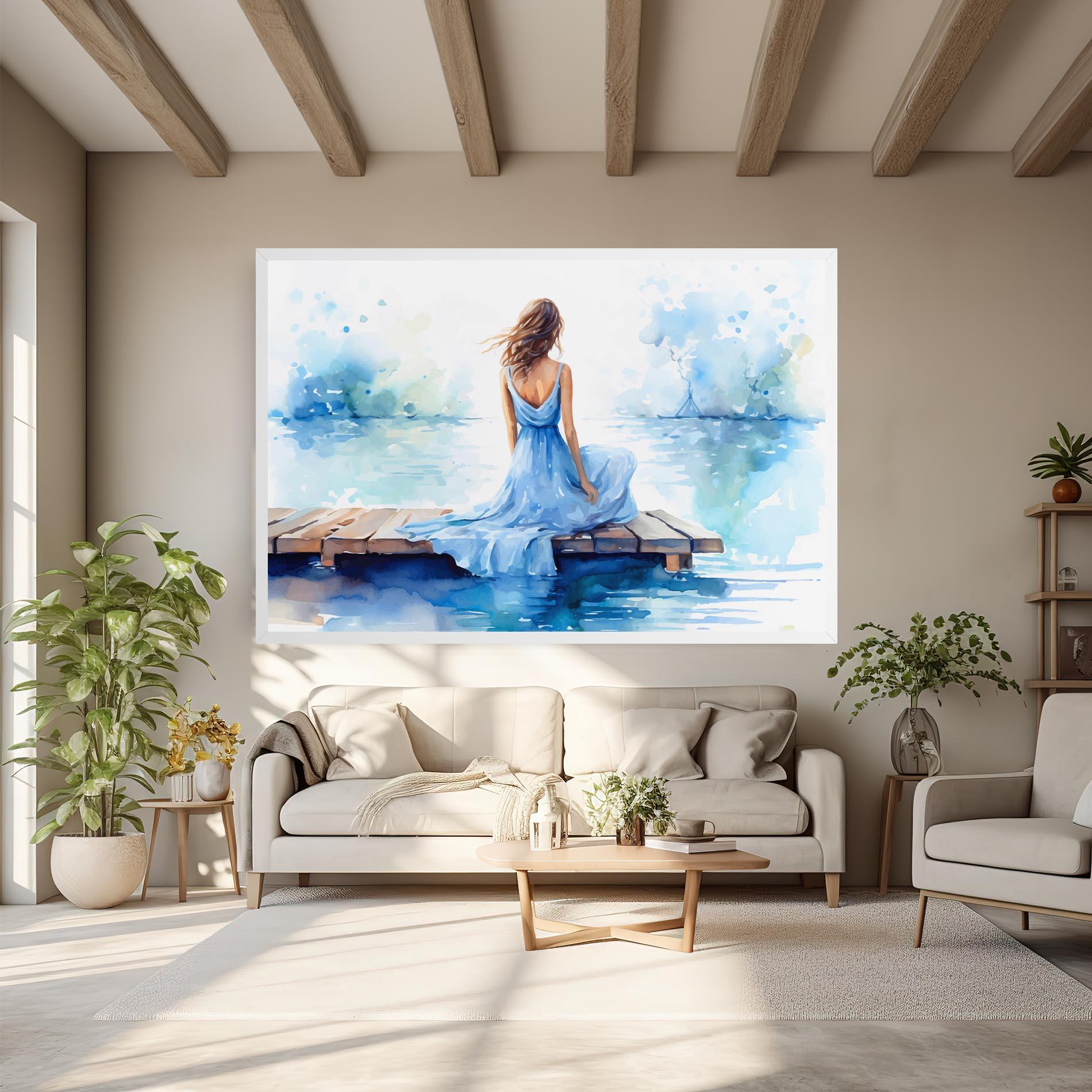 Vászonkép Lake Blue Woman mockup 6