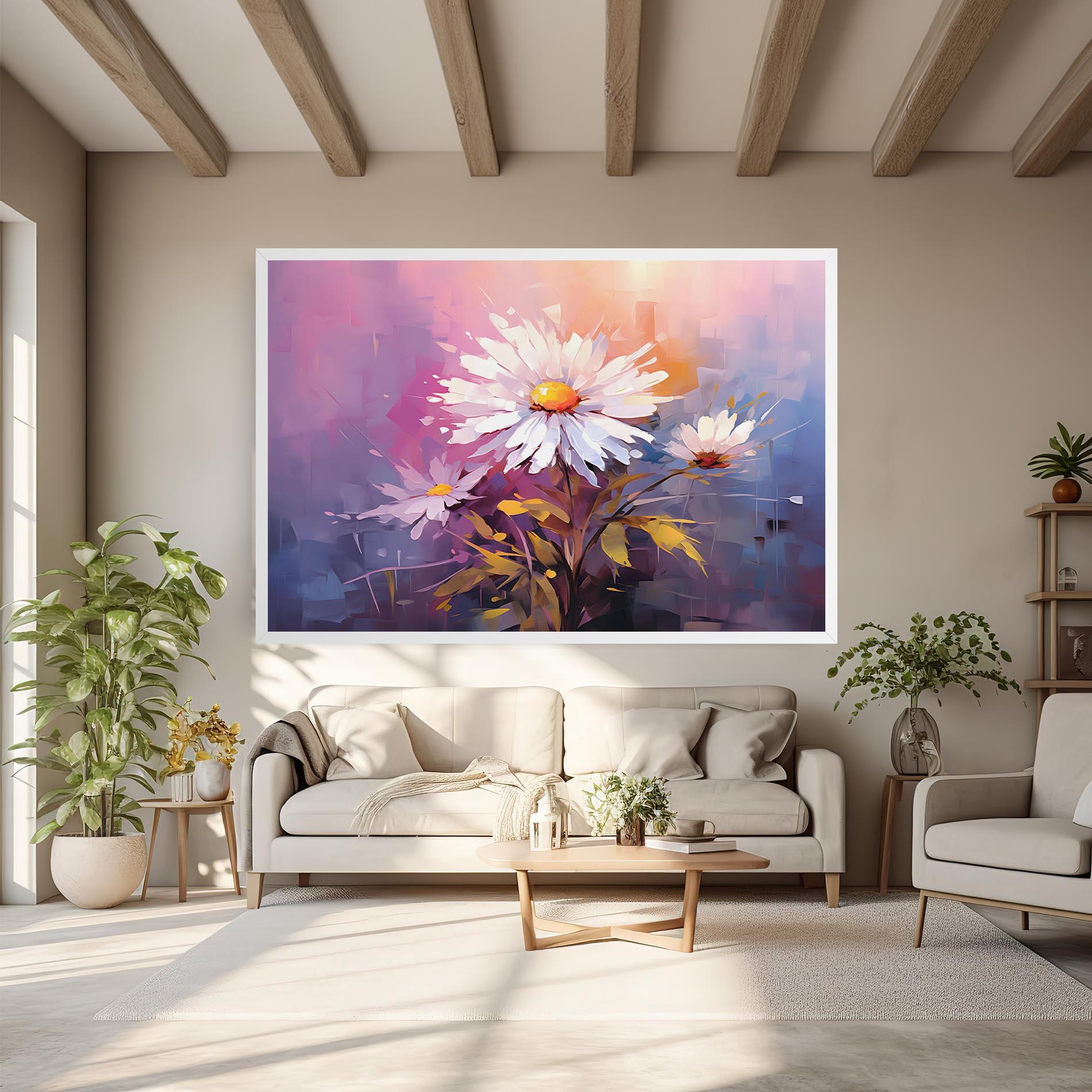 Vászonkép White Flower On Purple mockup 6