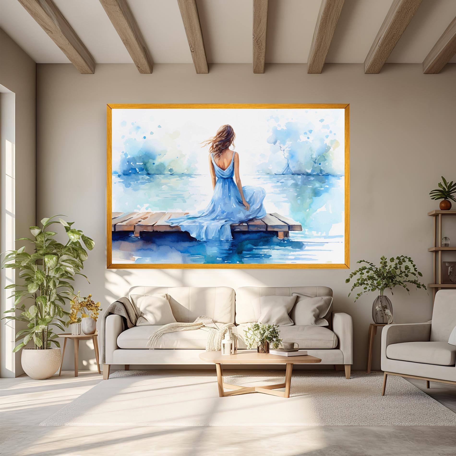 Vászonkép Lake Blue Woman mockup 6