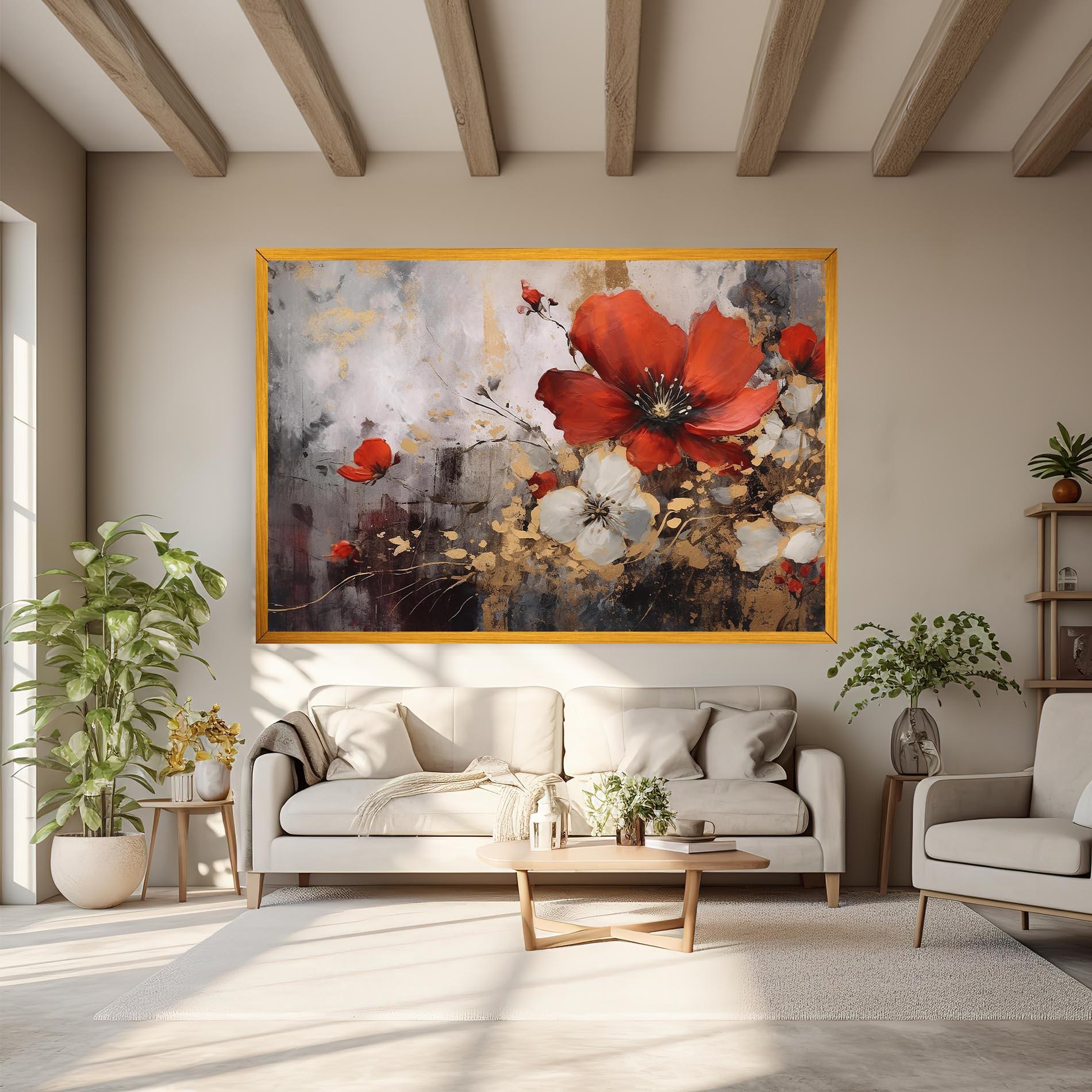 Vászonkép Red Poppy Painting mockup 6