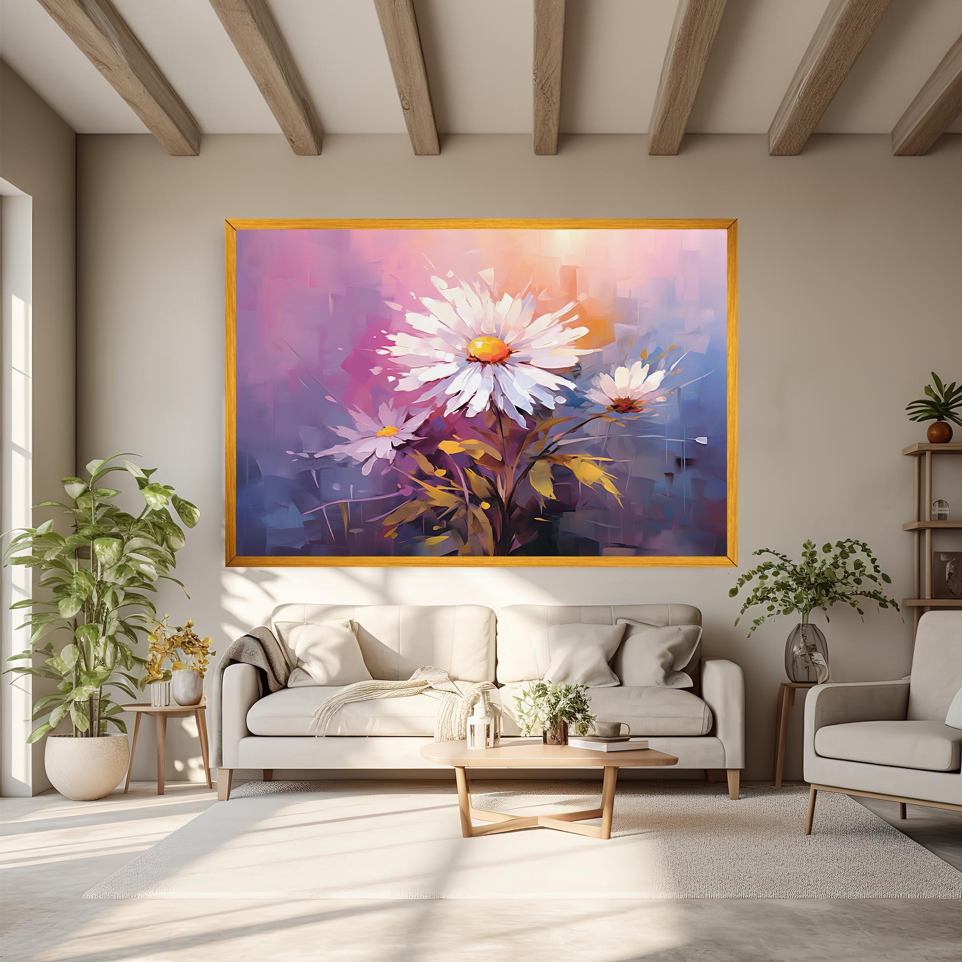 Vászonkép White Flower On Purple mockup 6