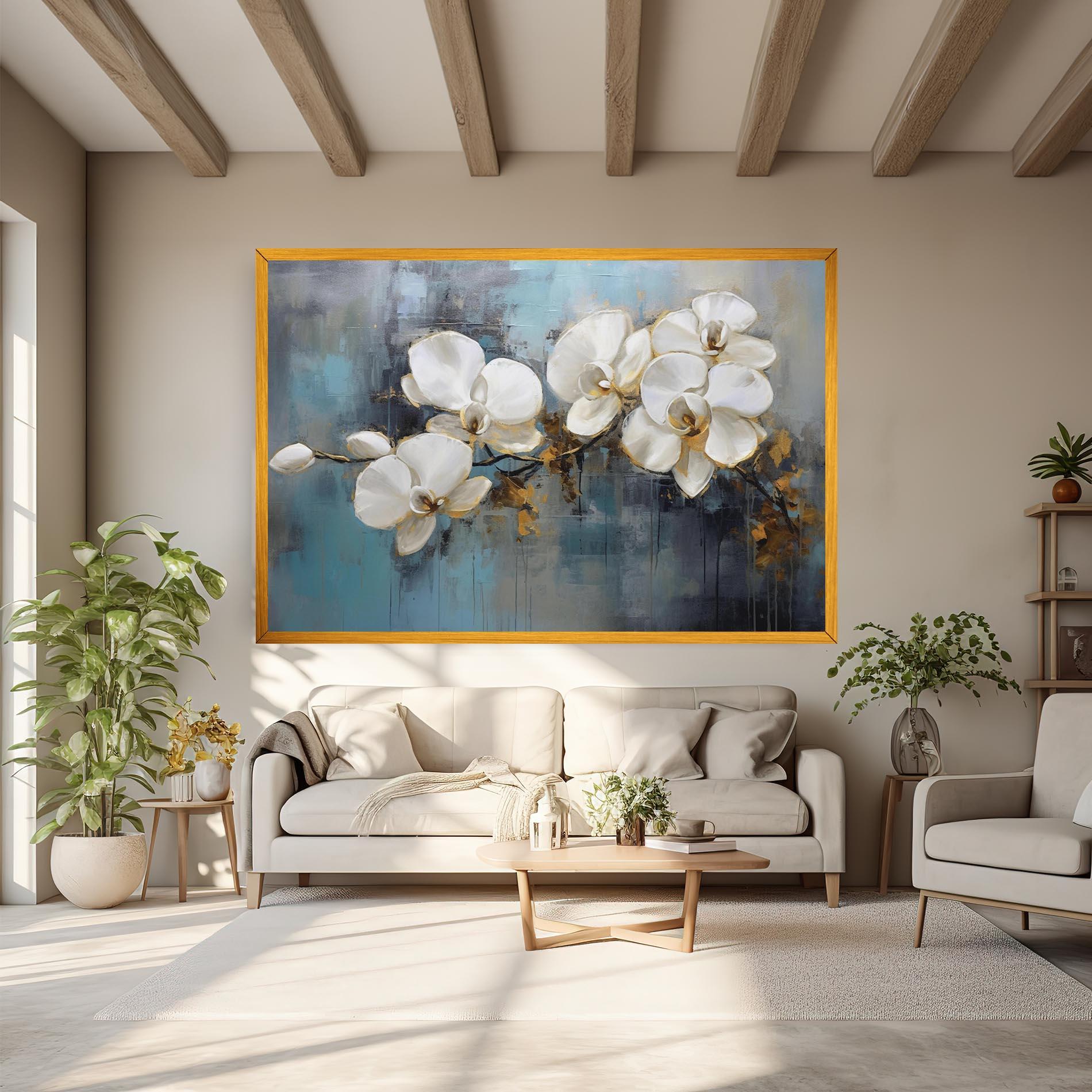 Vászonkép White Orchids Painting mockup 6