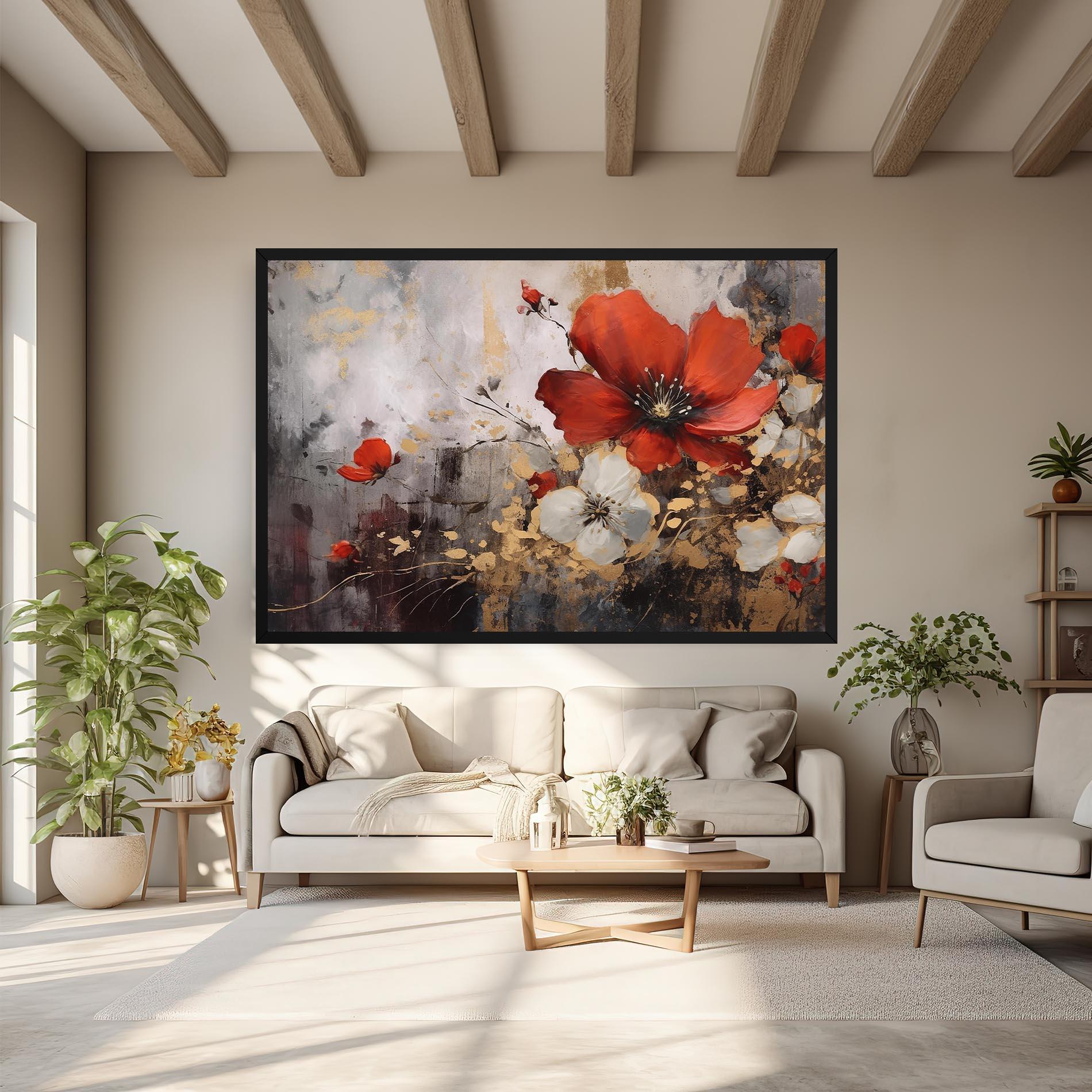 Vászonkép Red Poppy Painting mockup 6