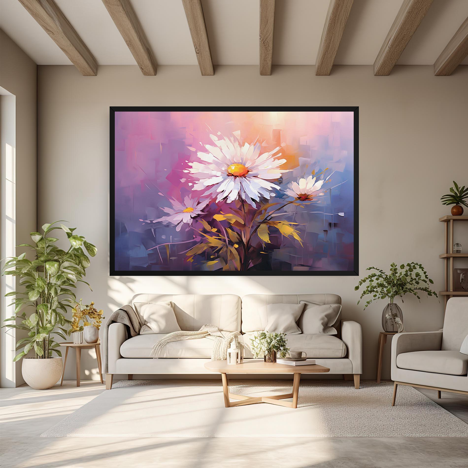 Vászonkép White Flower On Purple mockup 6