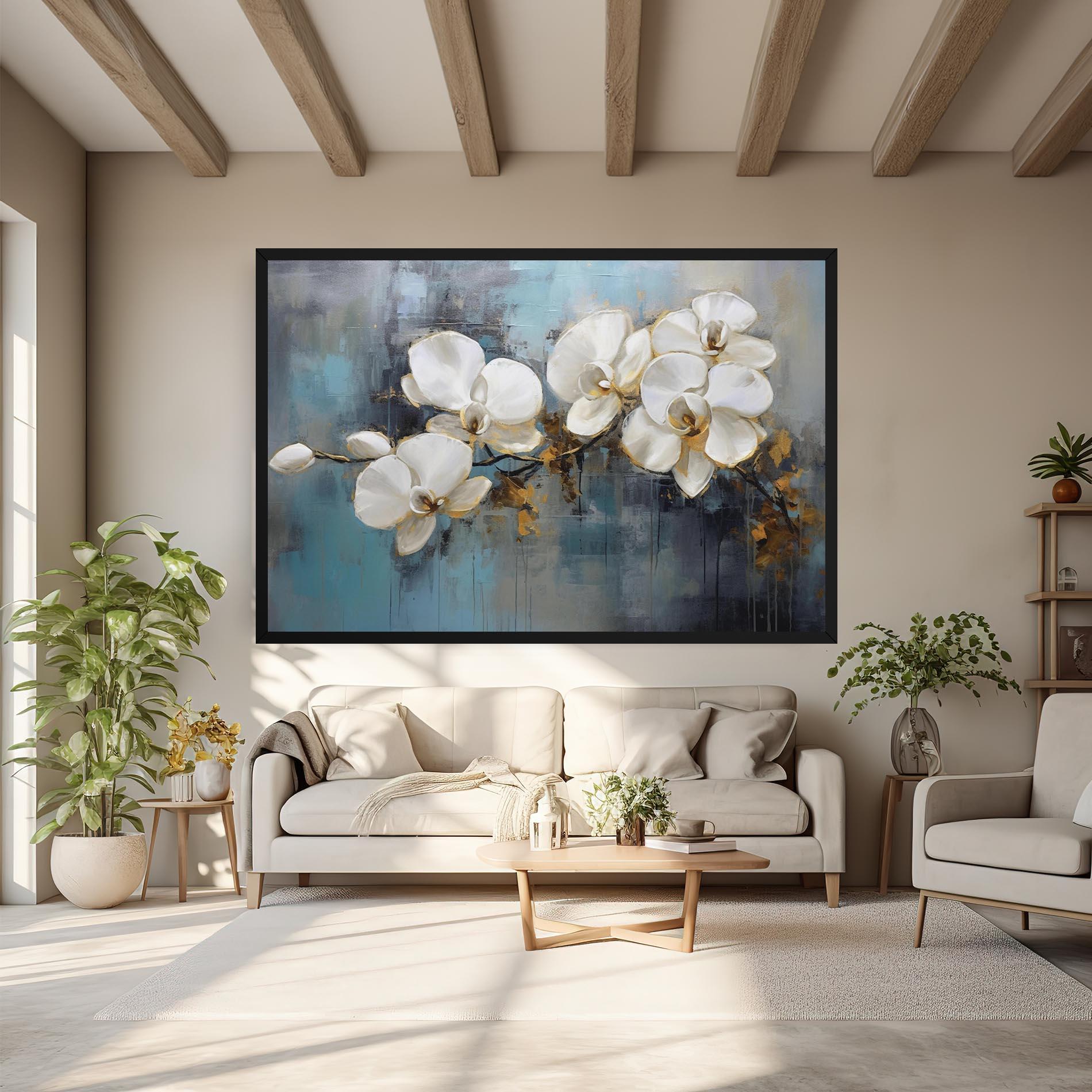 Vászonkép White Orchids Painting mockup 6