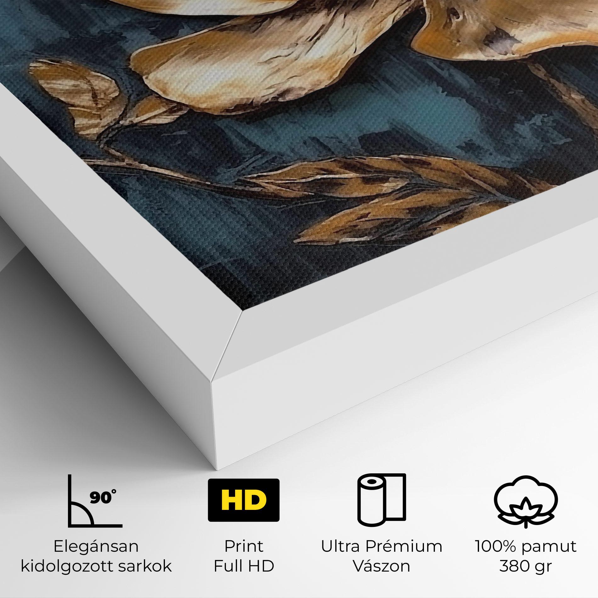 Vászonkép Golden Rose On Blue mockup 4