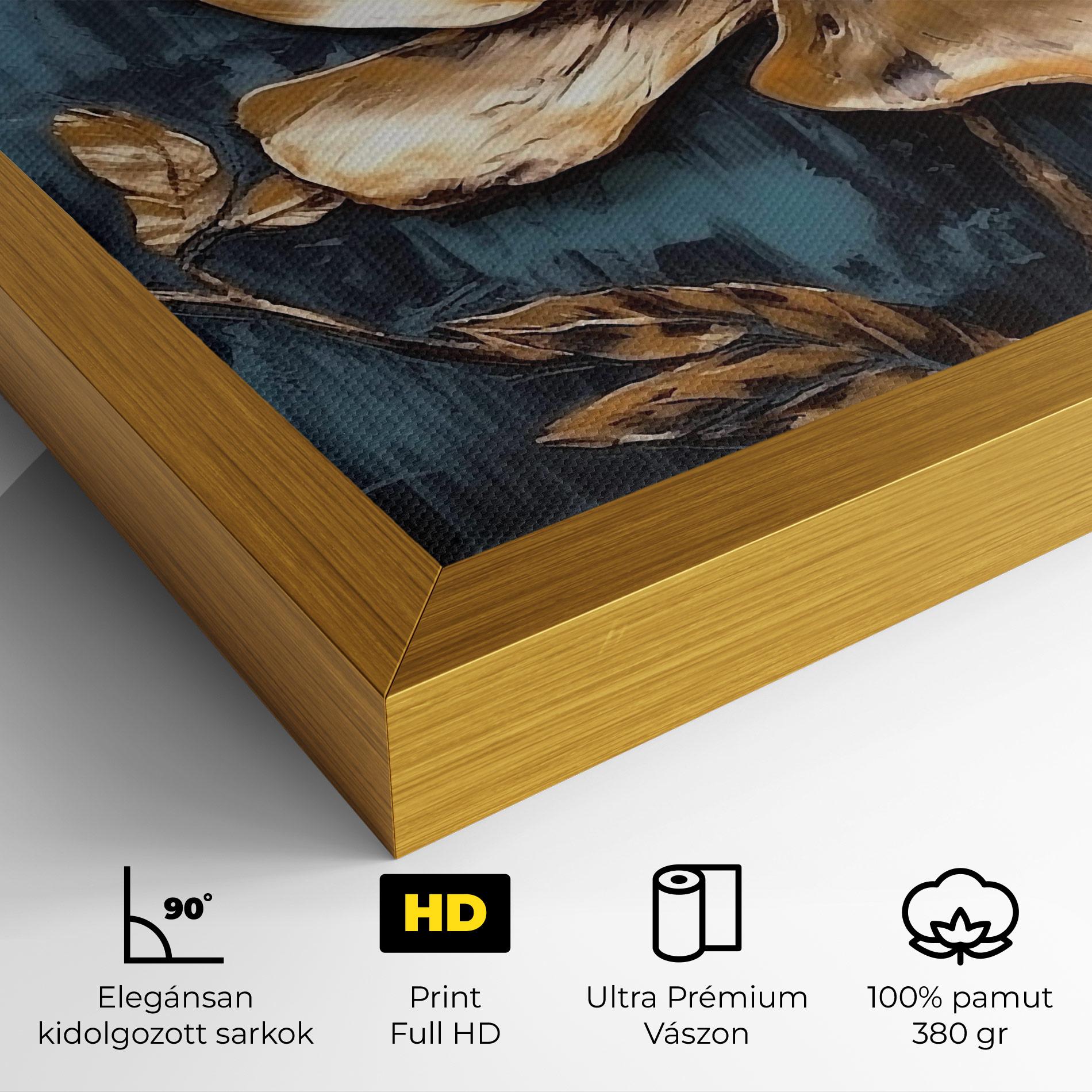 Vászonkép Golden Rose On Blue mockup 4