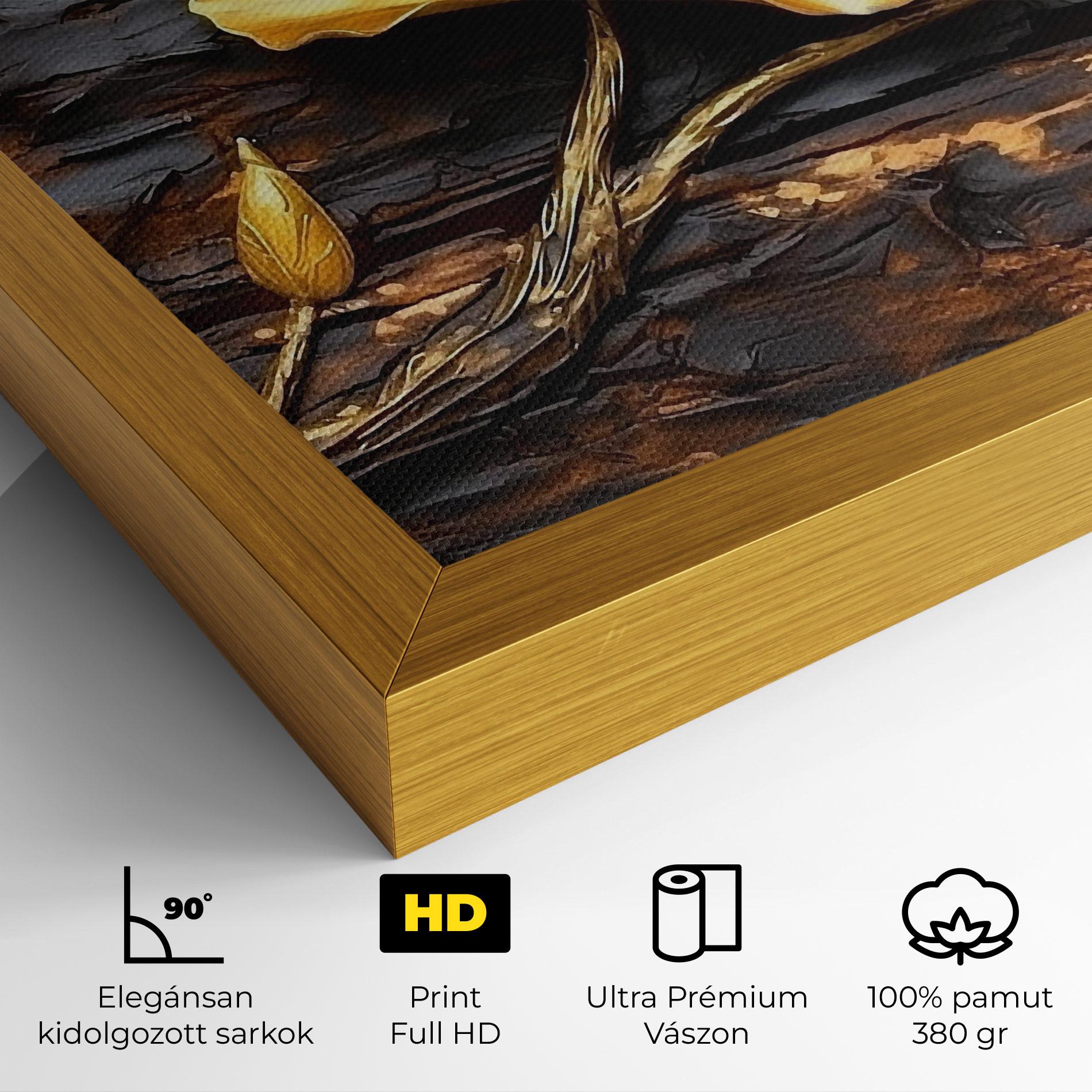 Vászonkép Golden Rose On Wood mockup 4