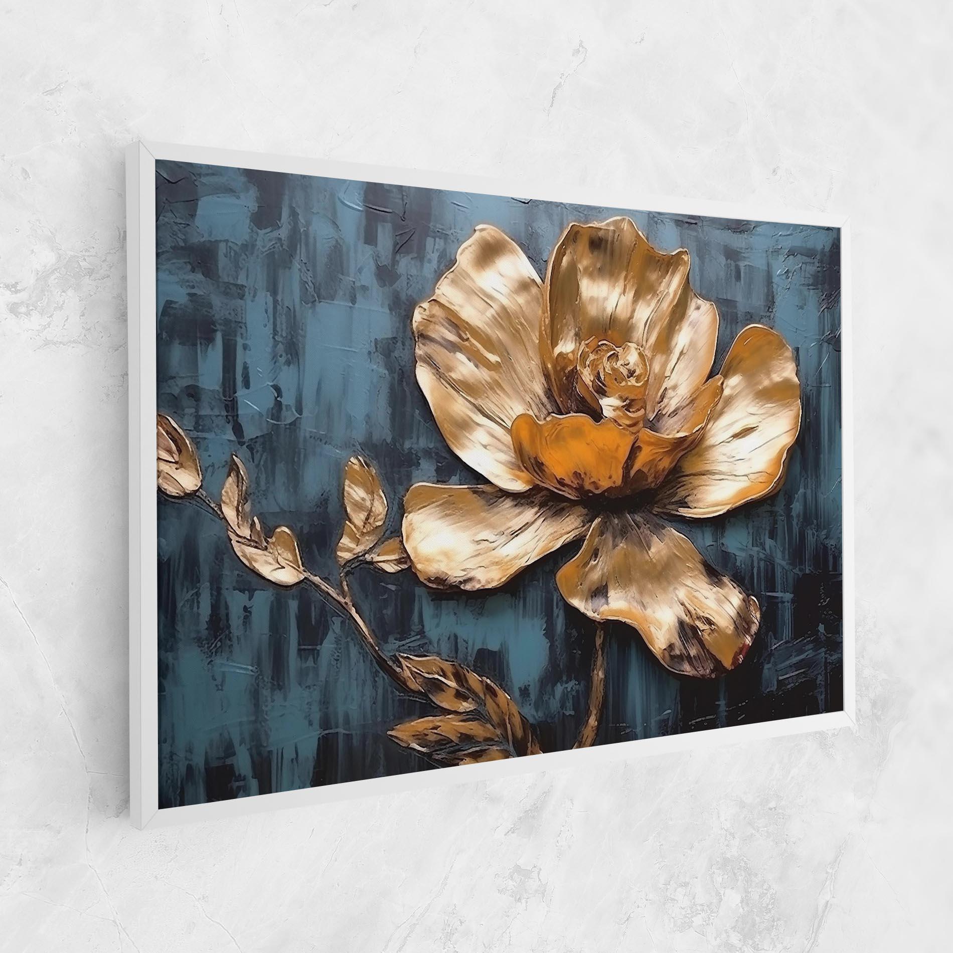 Vászonkép Golden Rose On Blue mockup 1