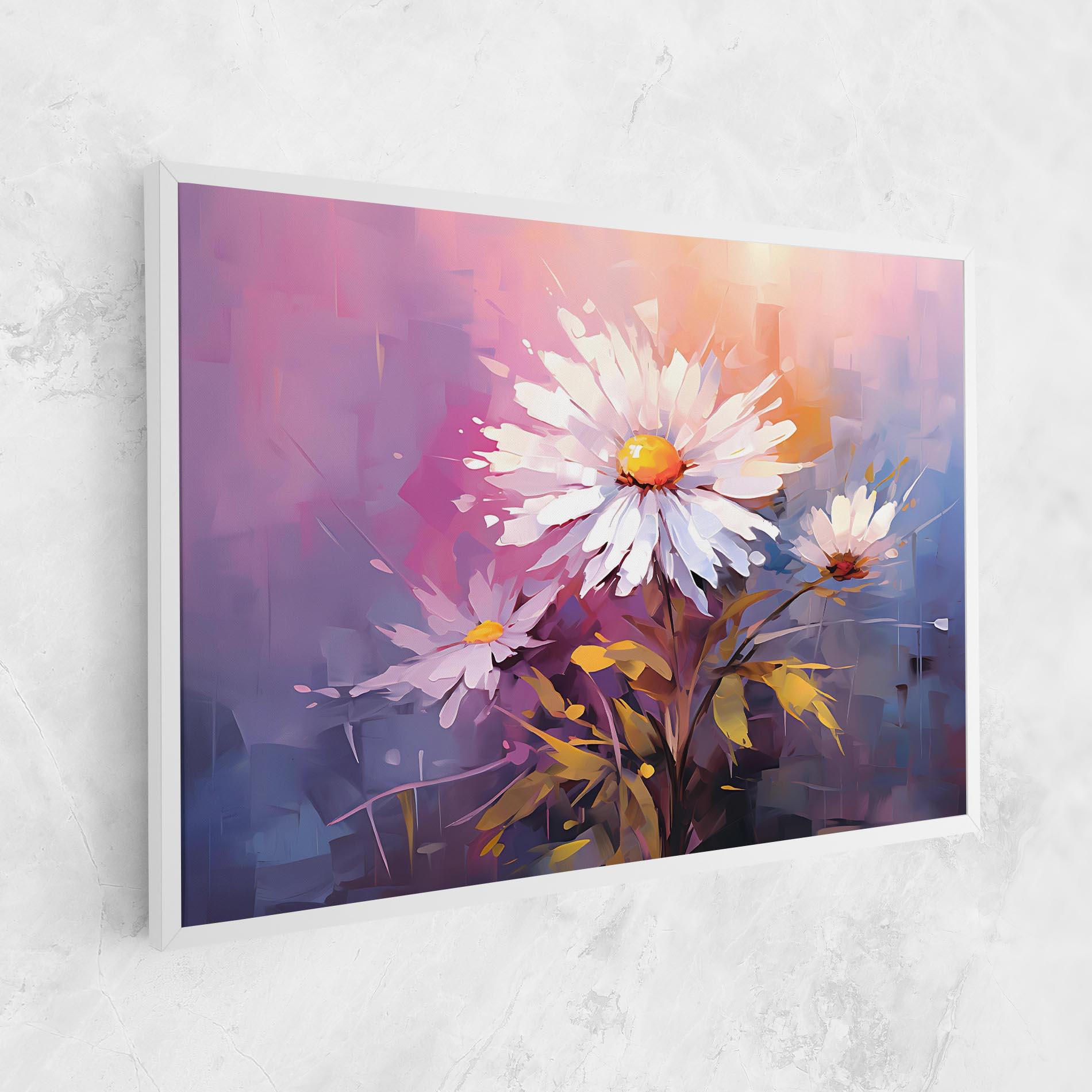 Vászonkép White Flower On Purple mockup 1