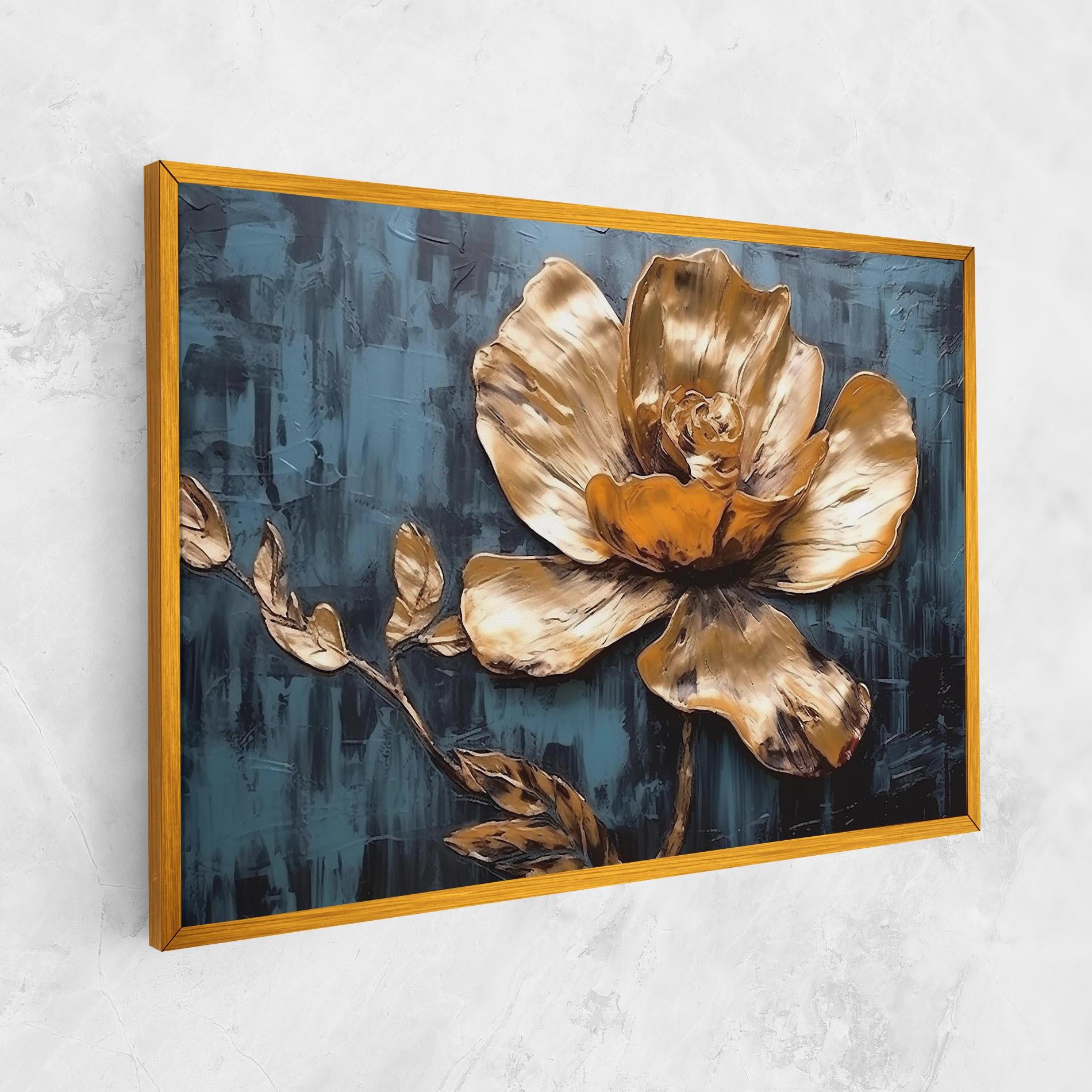 Vászonkép Golden Rose On Blue mockup 1