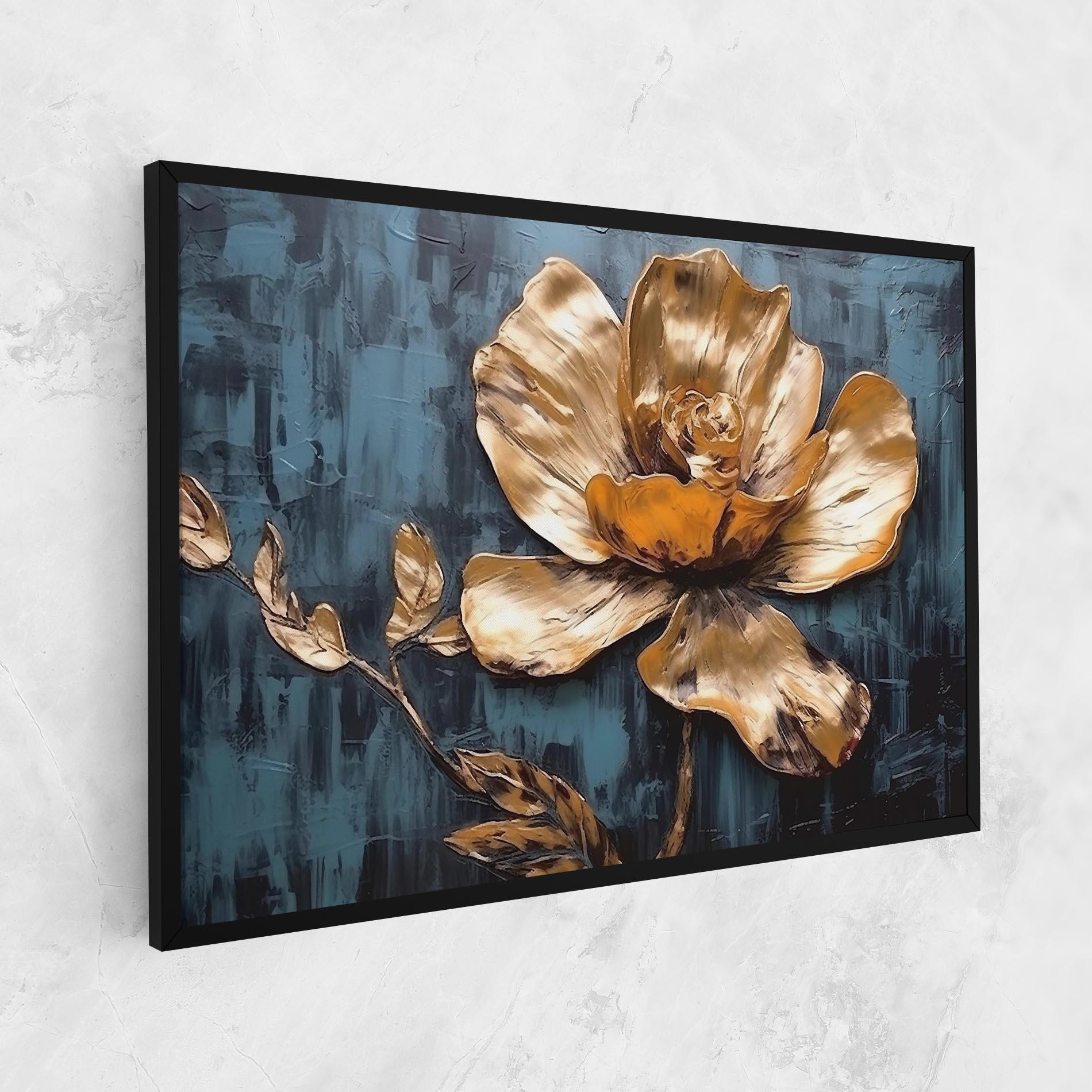 Vászonkép Golden Rose On Blue mockup 1