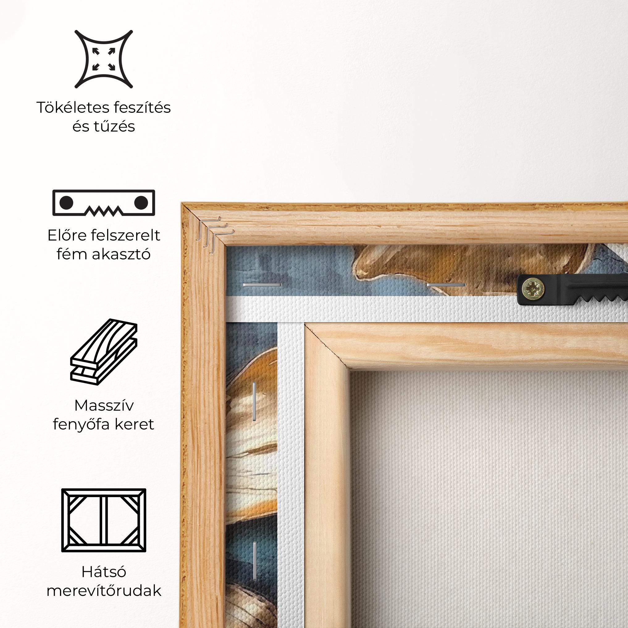 Vászonkép Golden Rose On Blue mockup 5