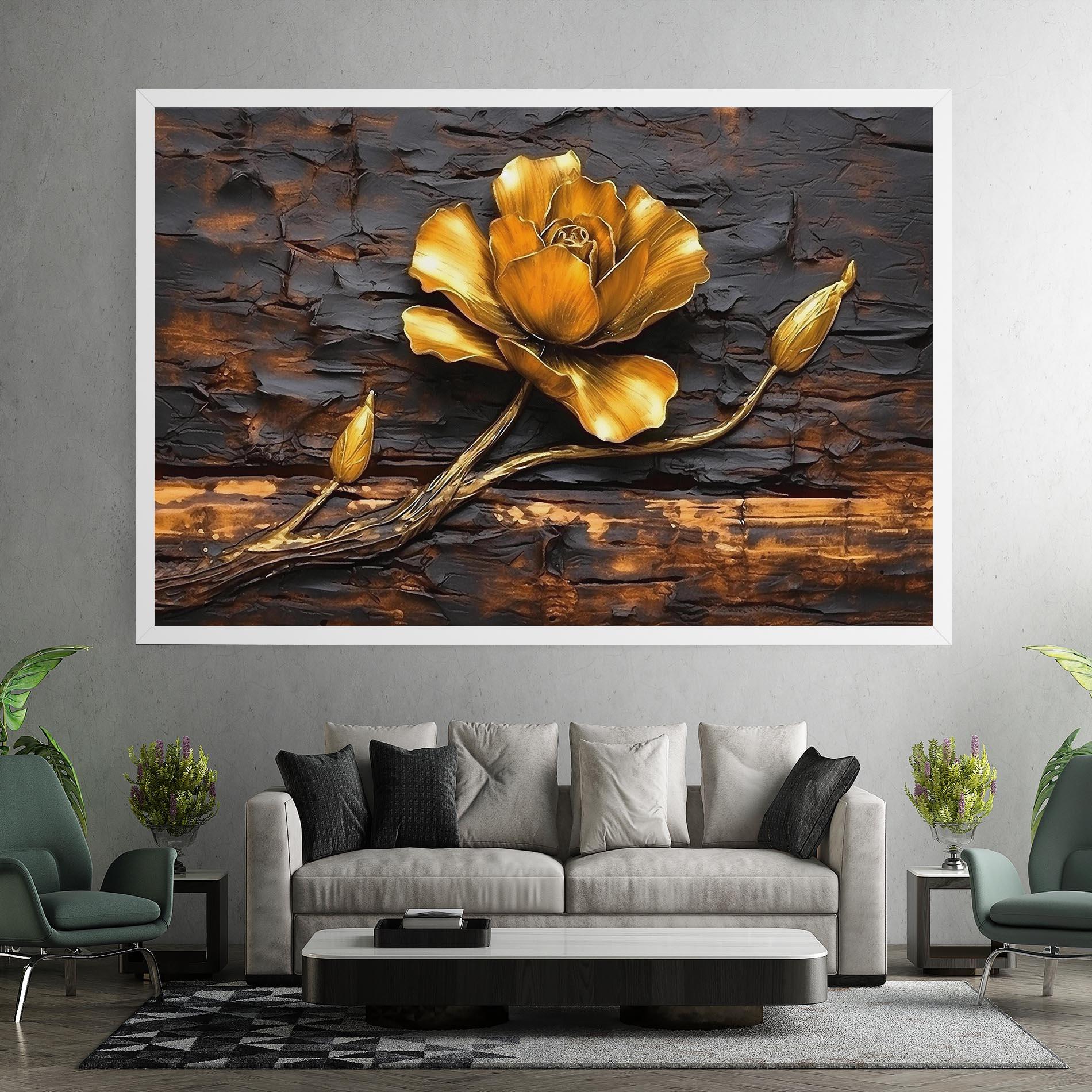 Vászonkép Golden Rose On Wood mockup 7