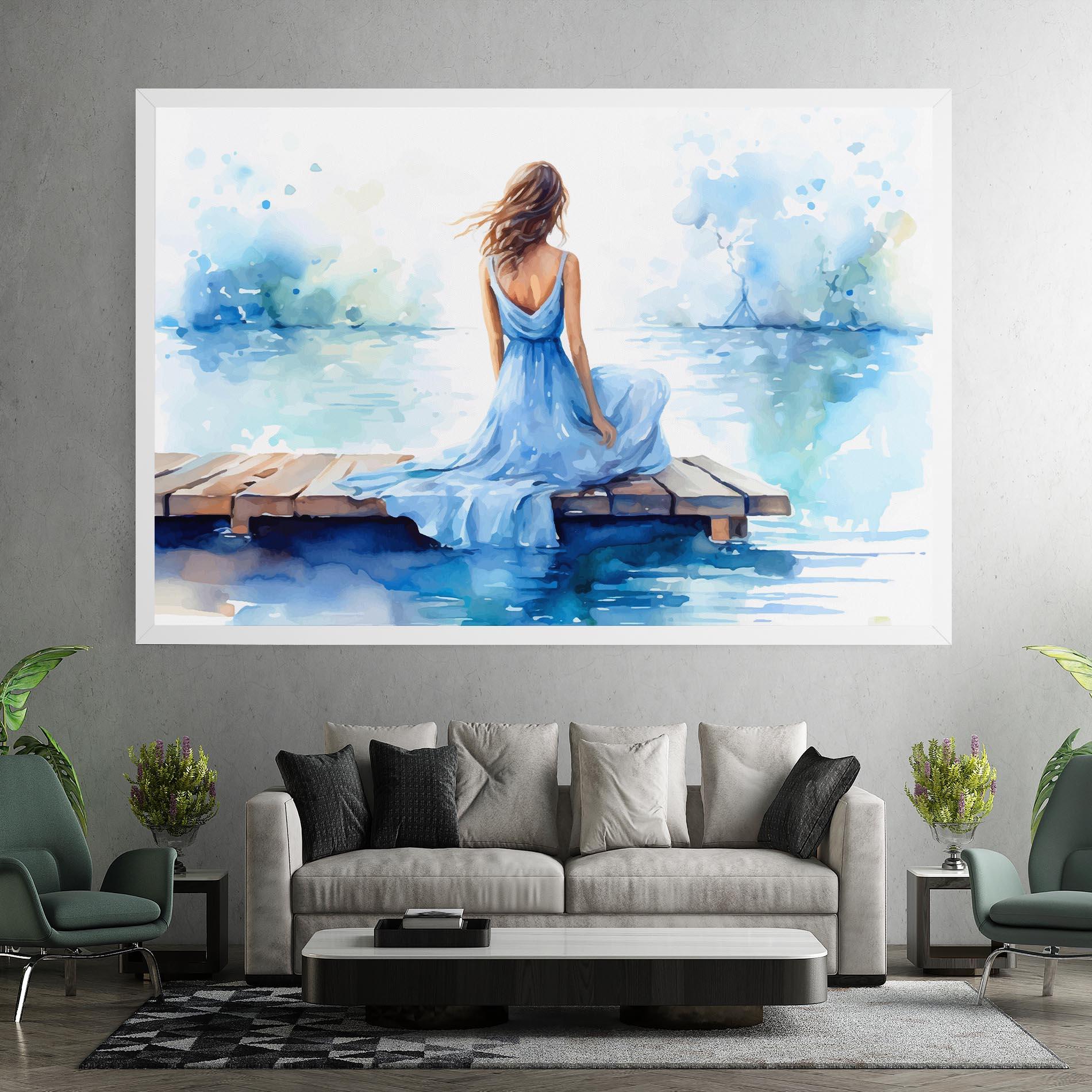 Vászonkép Lake Blue Woman mockup 7
