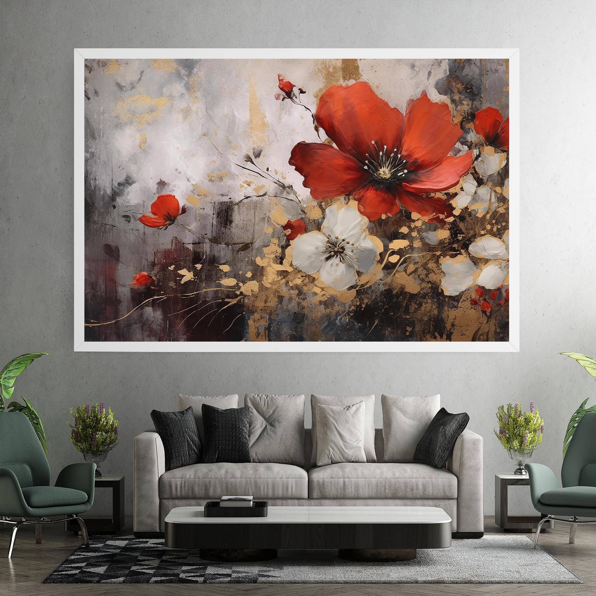 Vászonkép Red Poppy Painting mockup 7