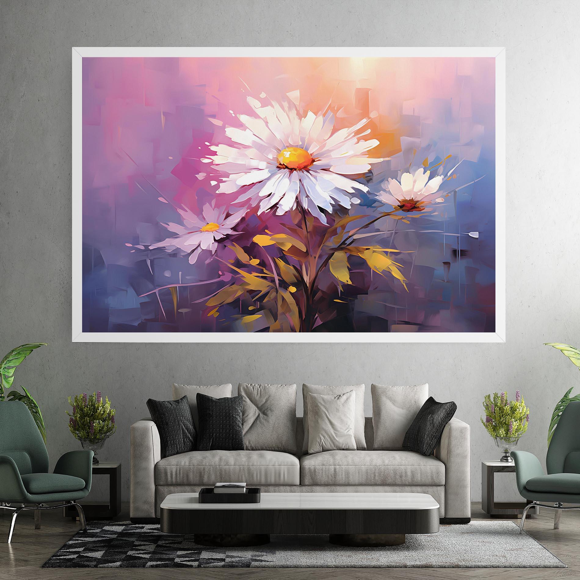 Vászonkép White Flower On Purple mockup 7