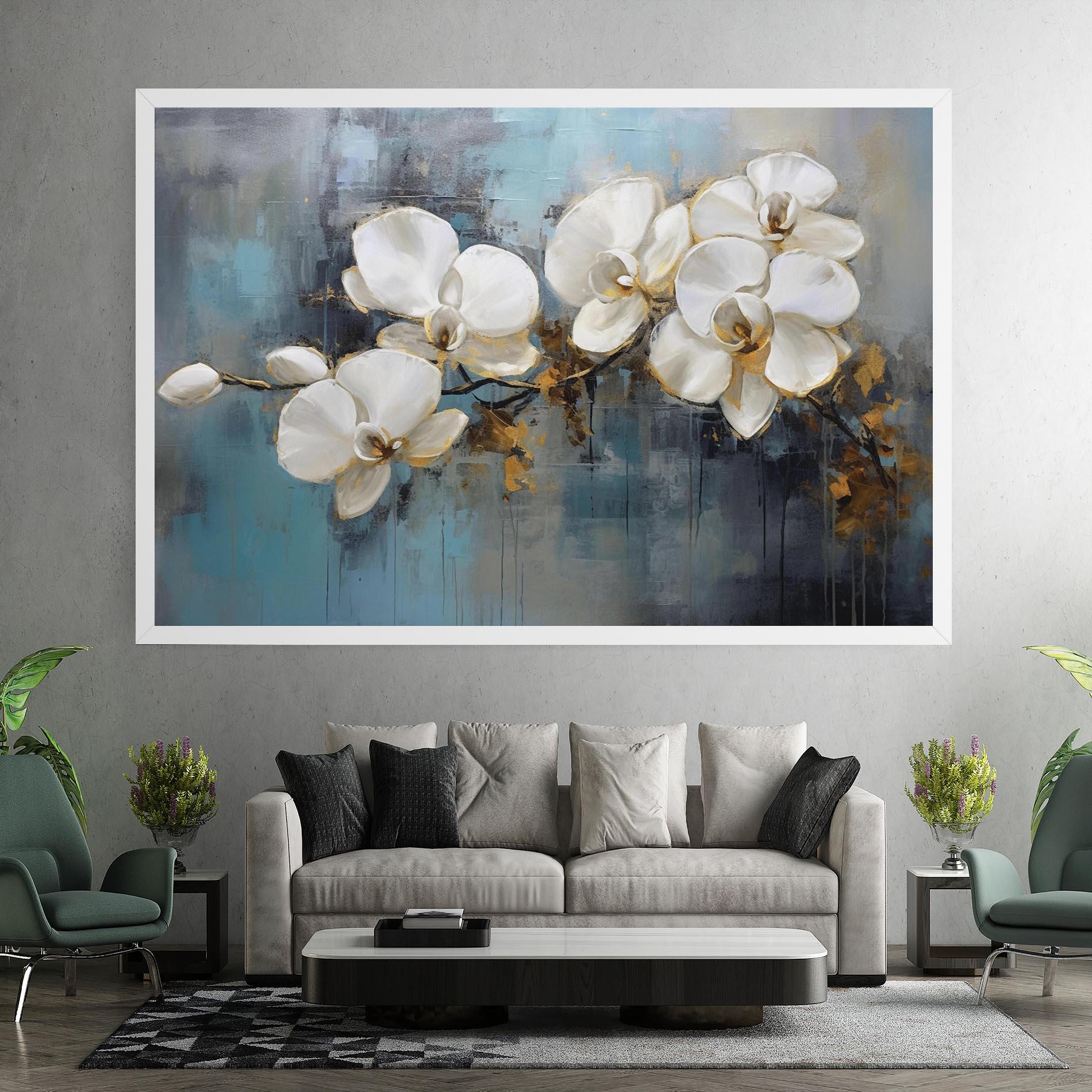 Vászonkép White Orchids Painting mockup 7