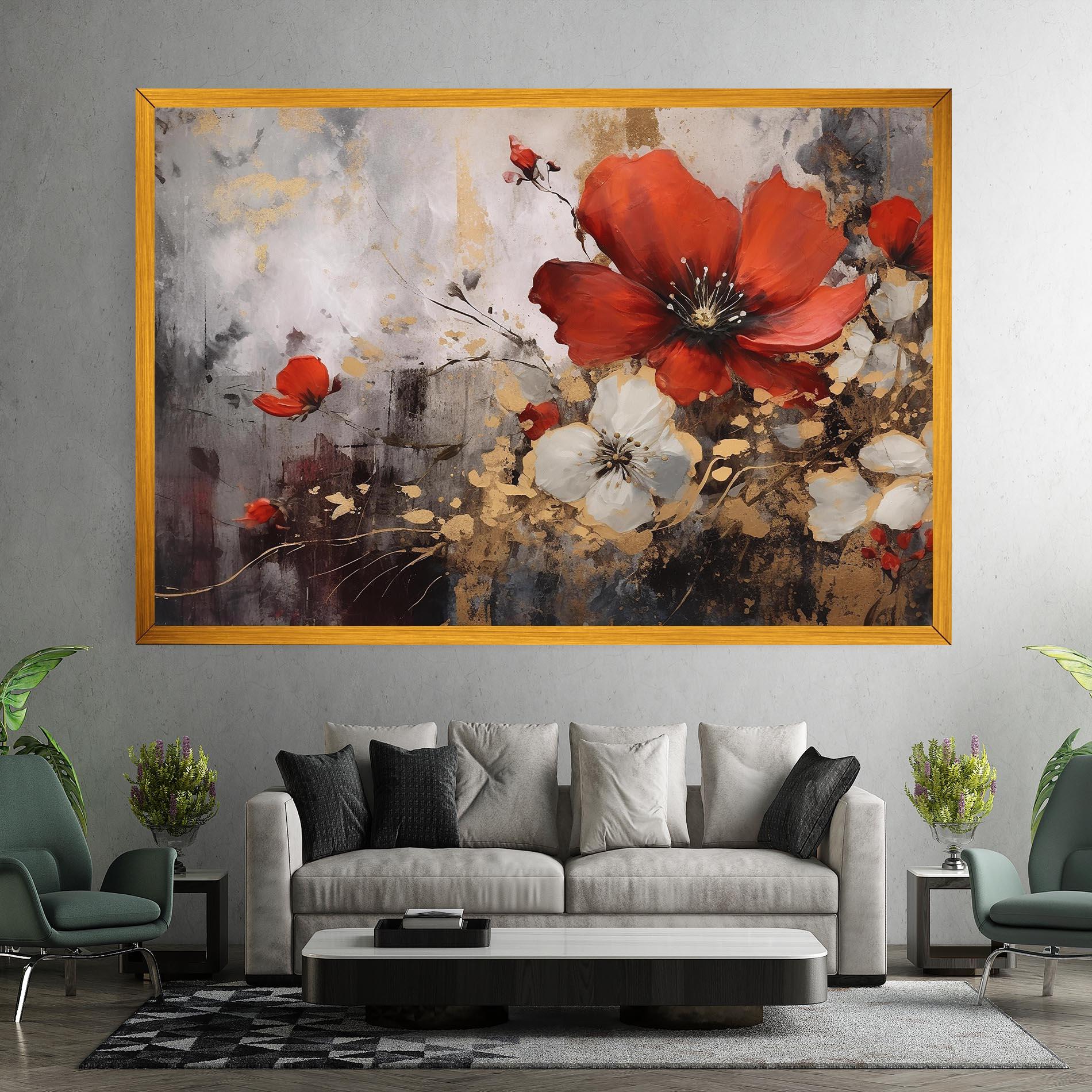 Vászonkép Red Poppy Painting mockup 7