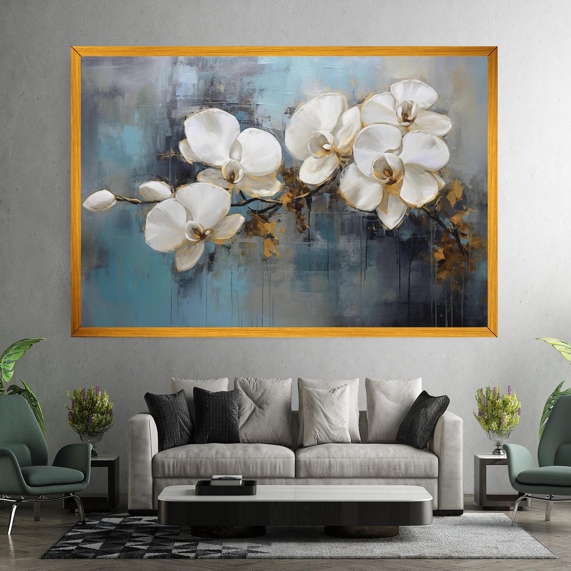 Vászonkép White Orchids Painting mockup 7