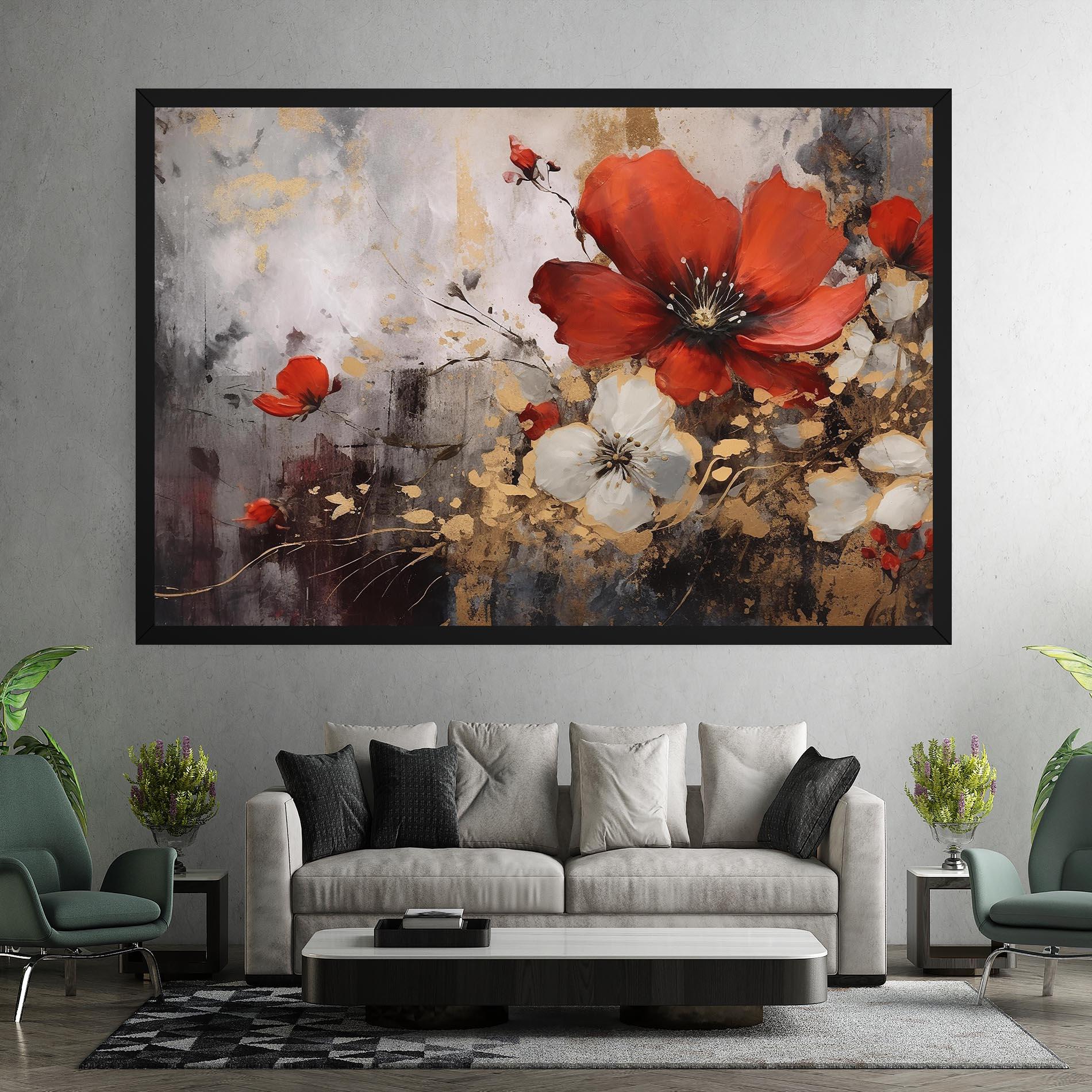 Vászonkép Red Poppy Painting mockup 7