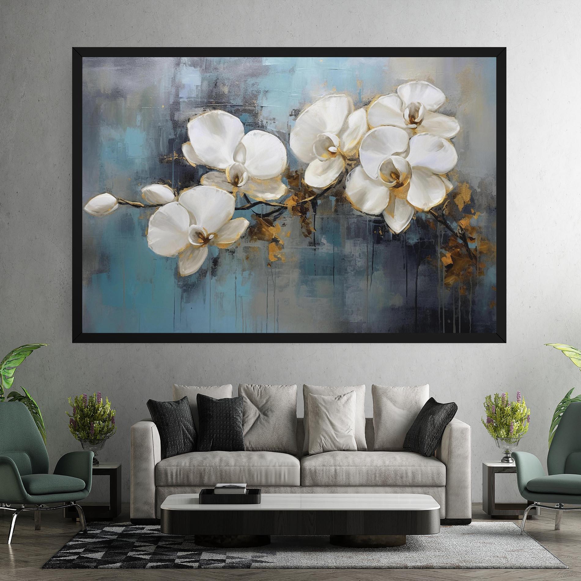 Vászonkép White Orchids Painting mockup 7