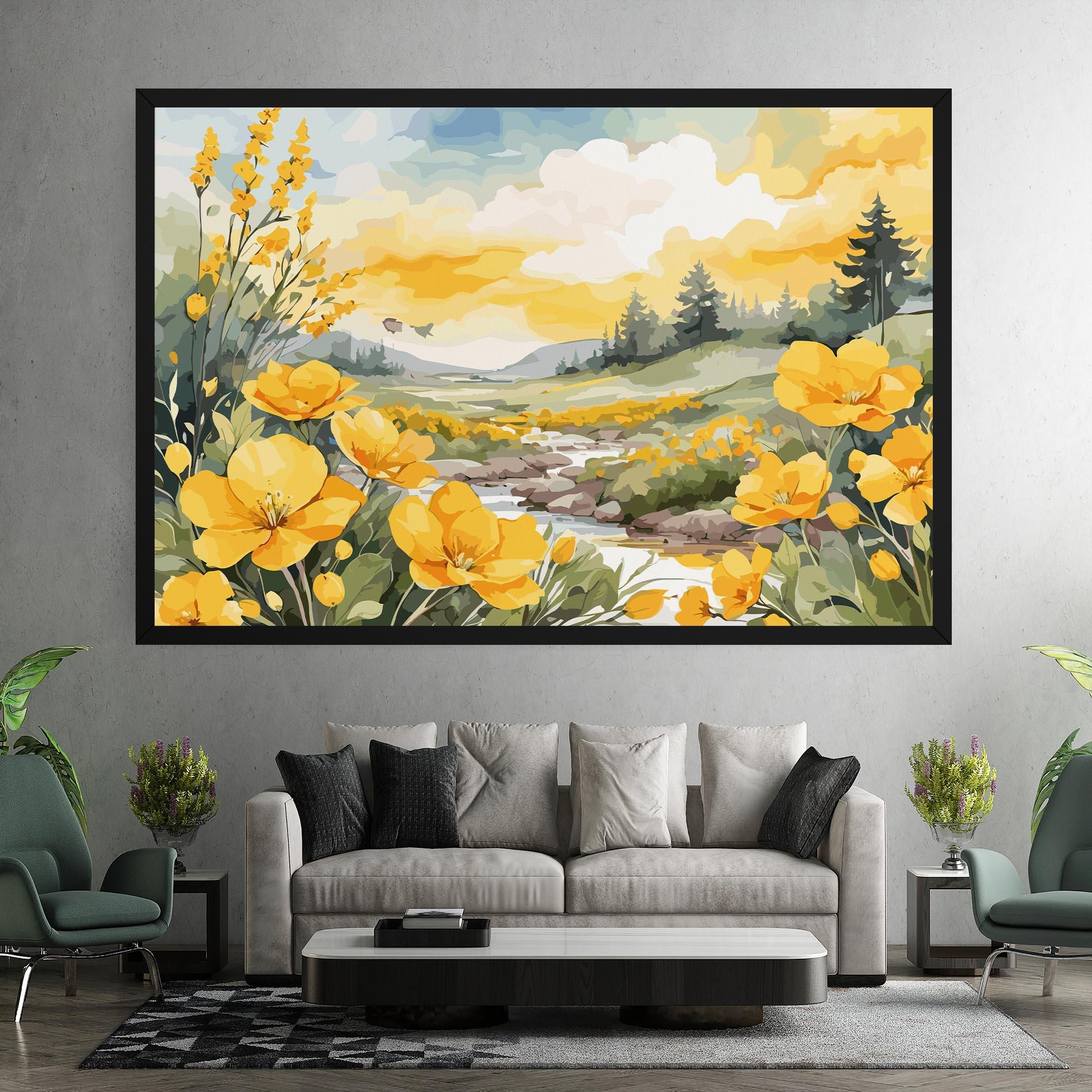 Vászonkép Yellow View Flower mockup 7