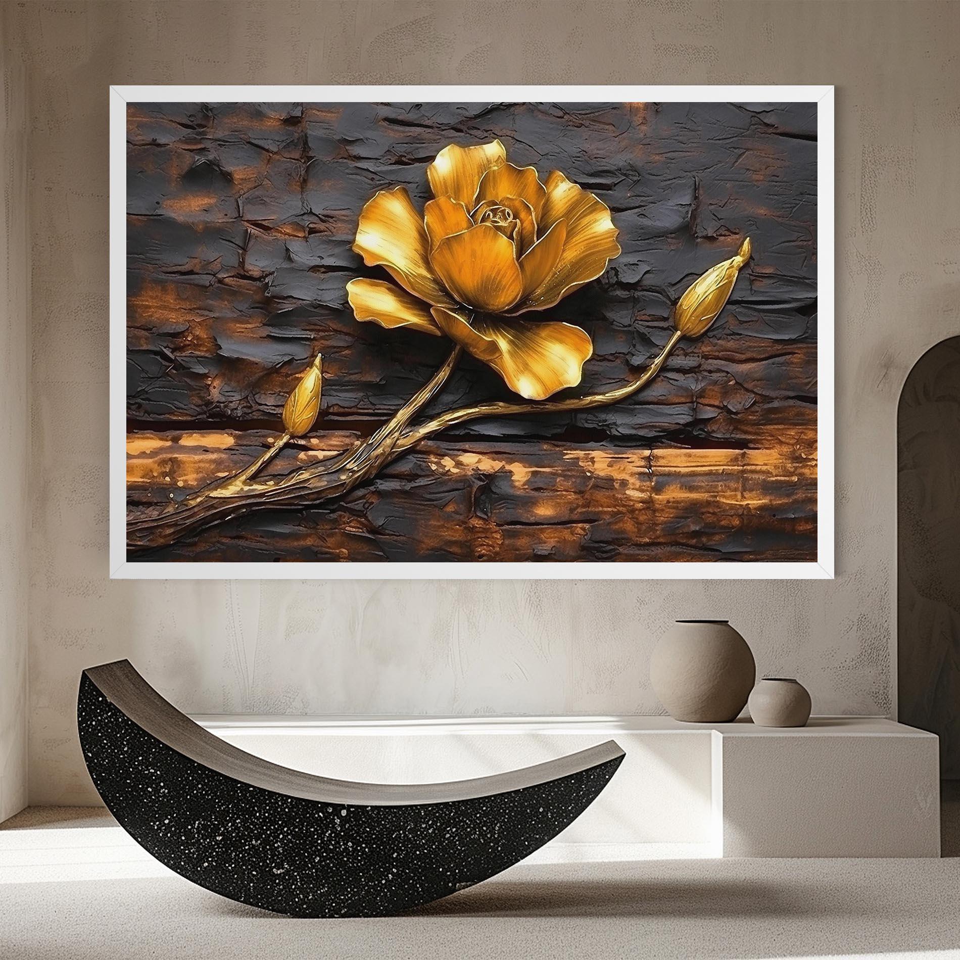 Vászonkép Golden Rose On Wood mockup 8