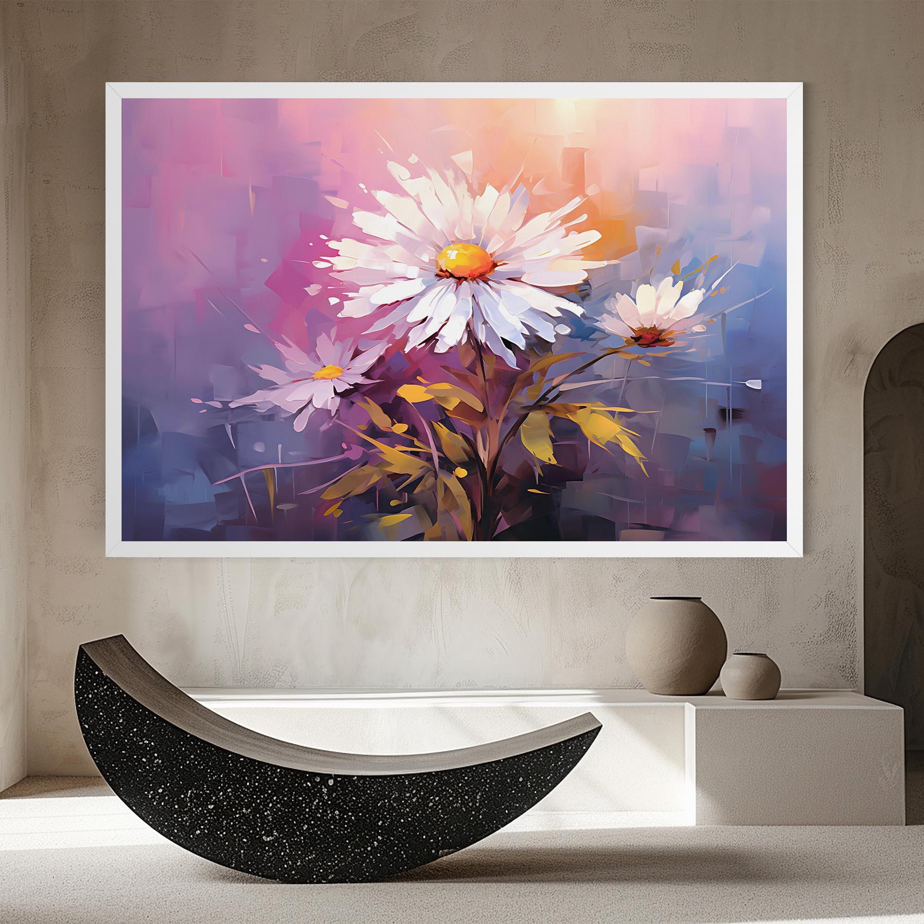 Vászonkép White Flower On Purple mockup 8