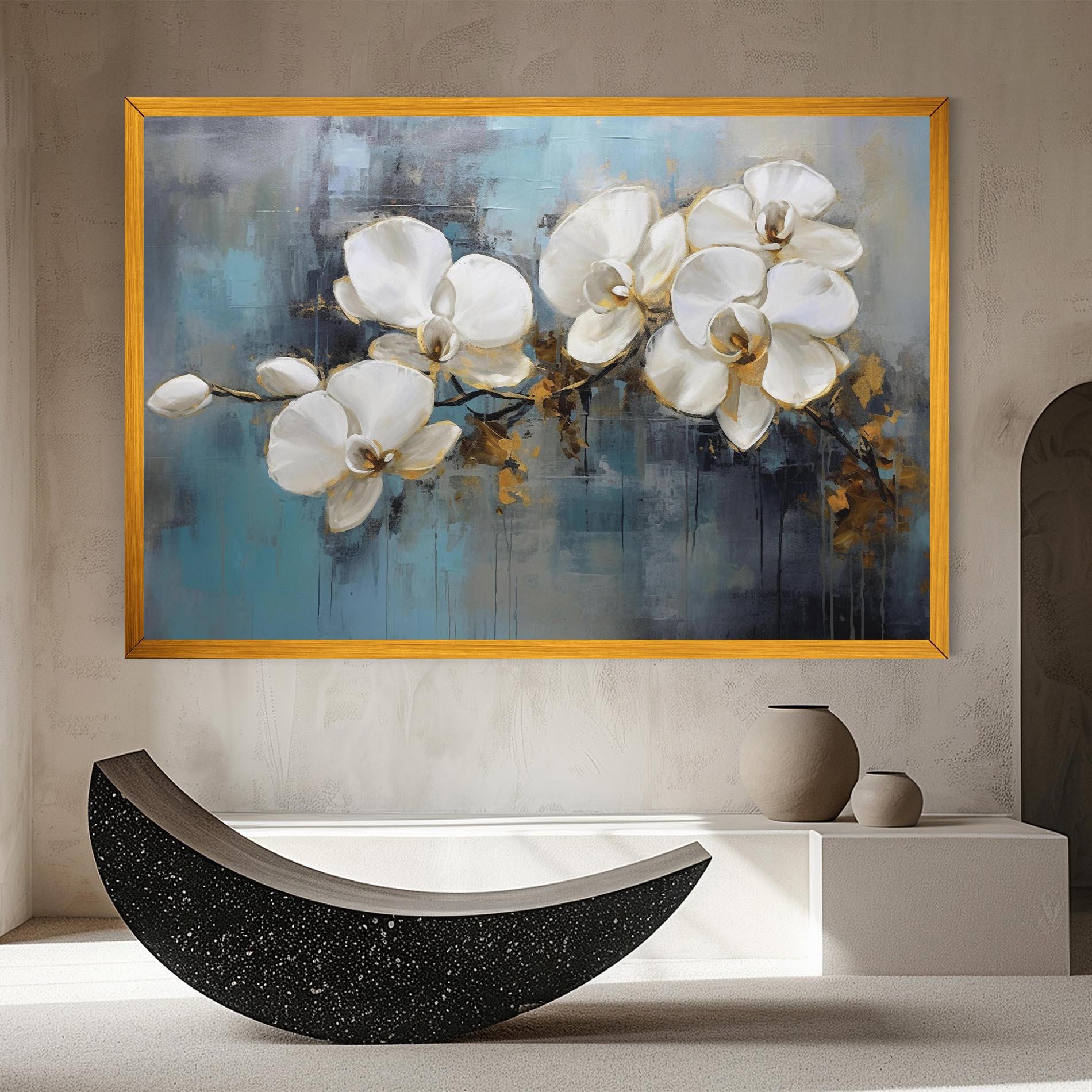 Vászonkép White Orchids Painting mockup 8