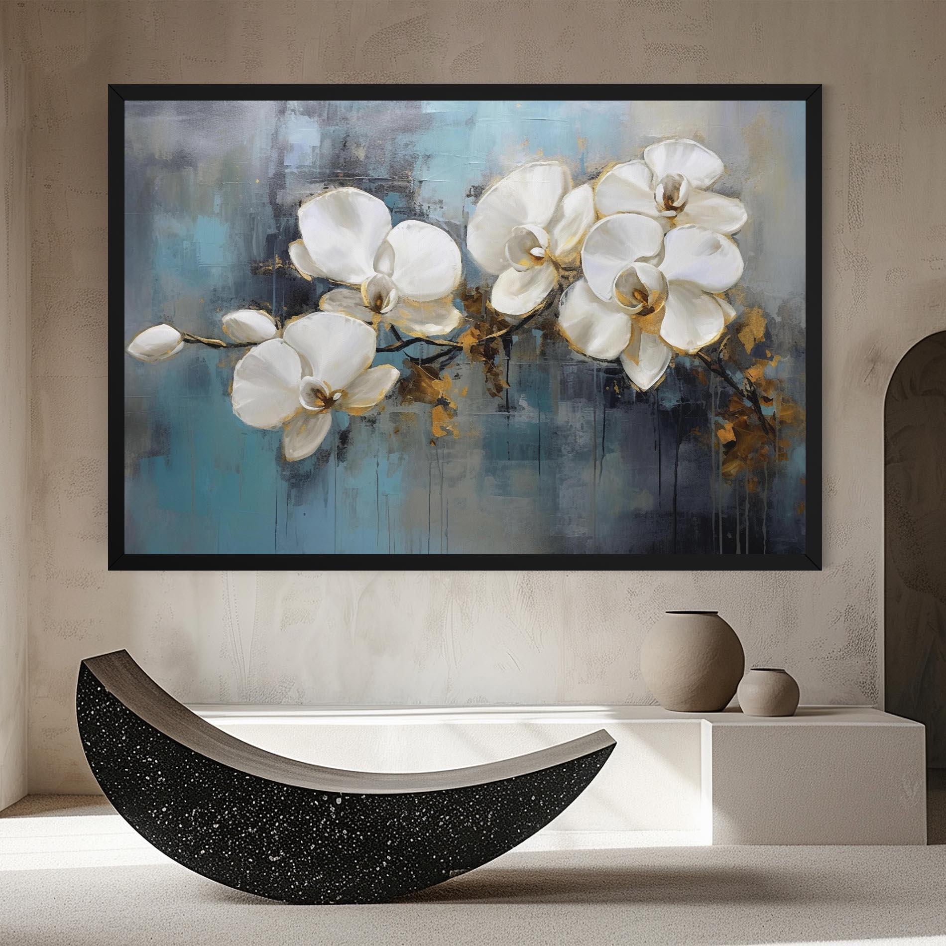 Vászonkép White Orchids Painting mockup 8