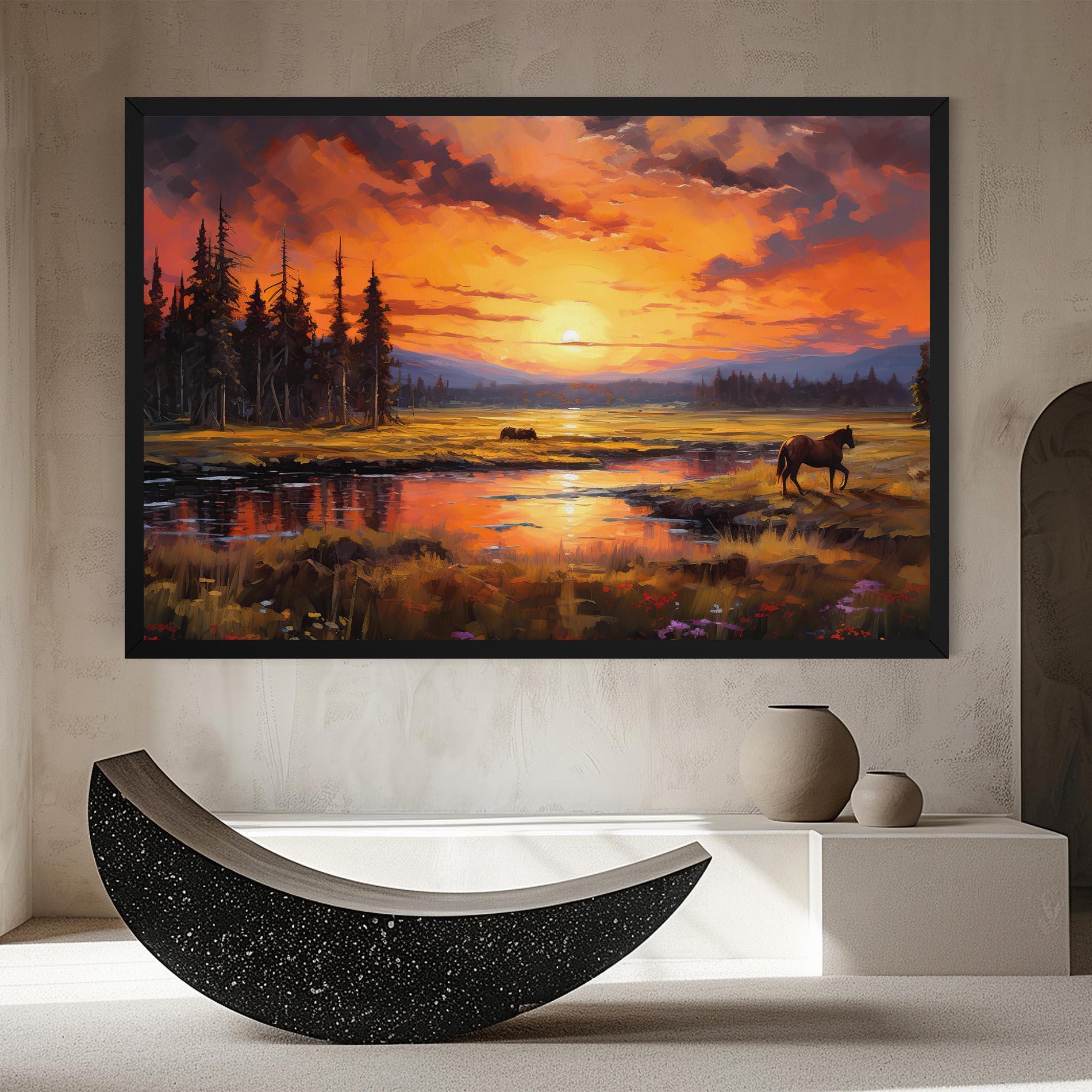 Vászonkép Wild Horses Painting mockup 8