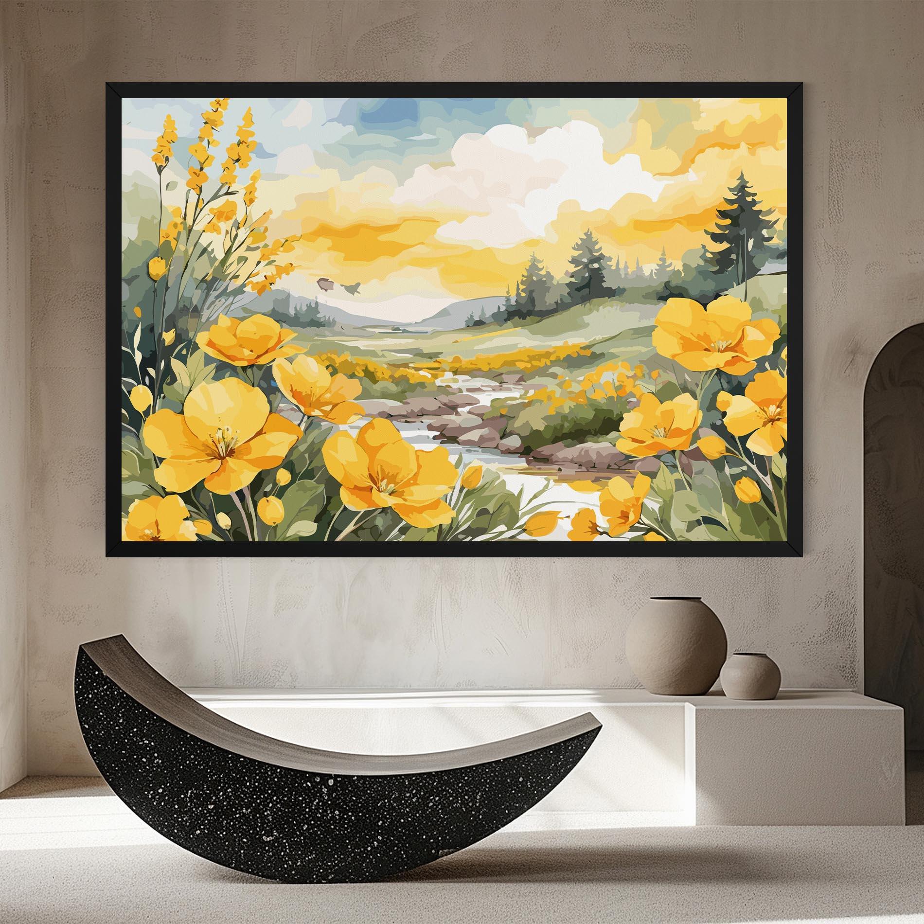 Vászonkép Yellow View Flower mockup 8