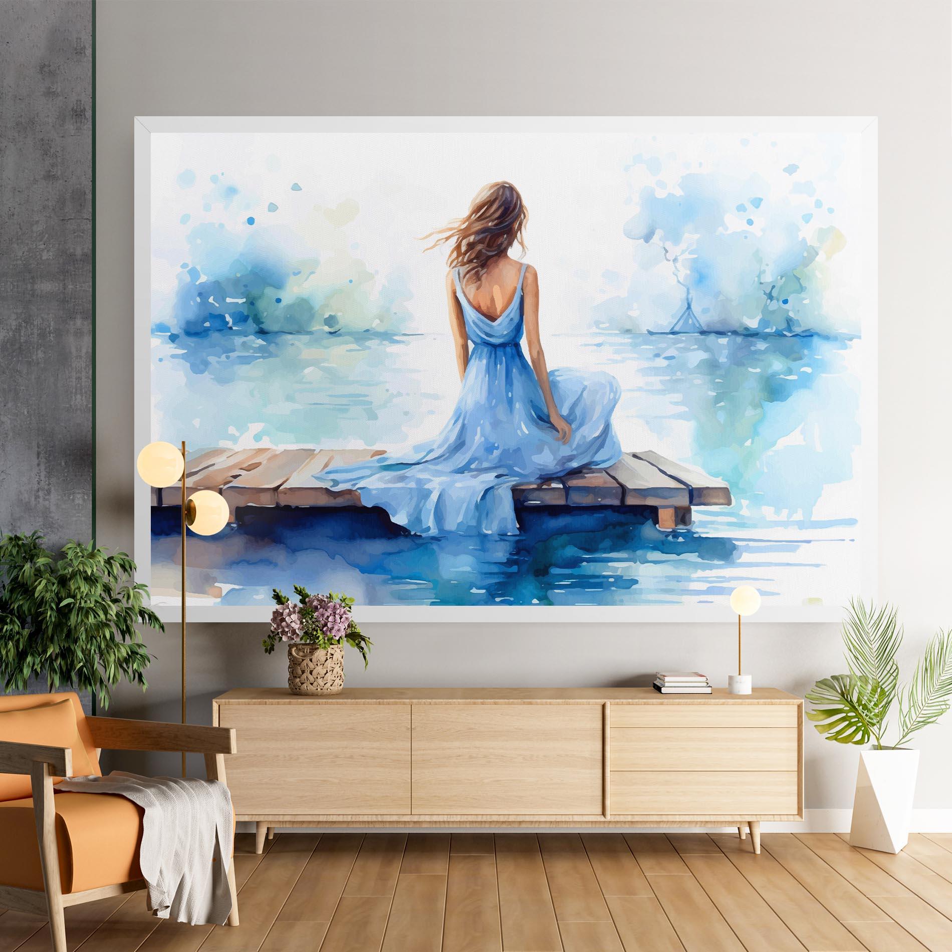 Vászonkép Lake Blue Woman mockup 9