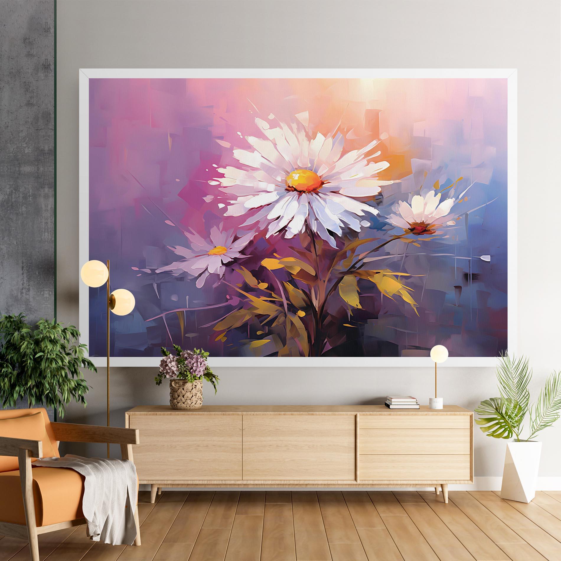 Vászonkép White Flower On Purple mockup 9